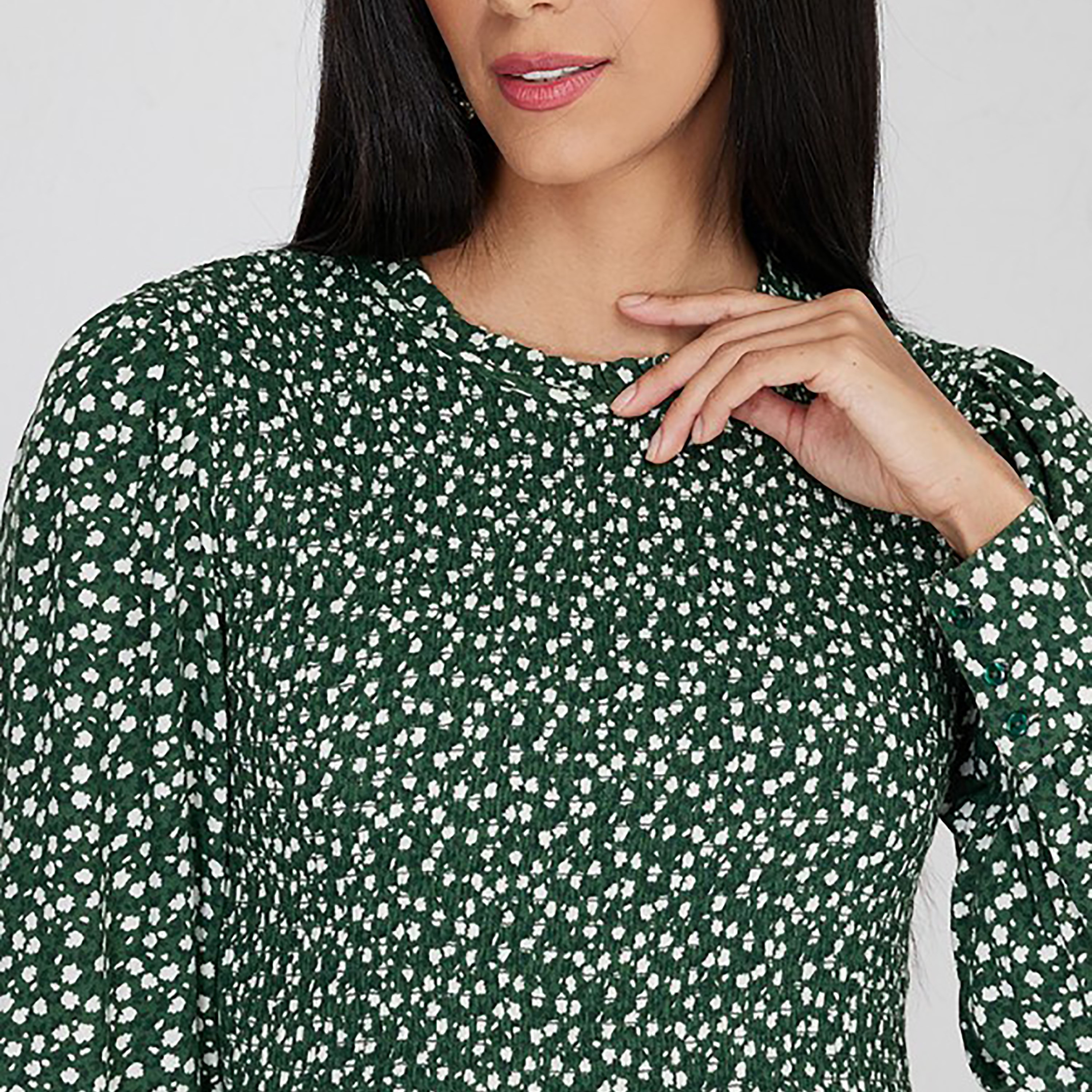 فستان ميدي واسع برقبة دائرية وطبعات كاملة من إيروبوستال-women-clothing-dresses-image-3