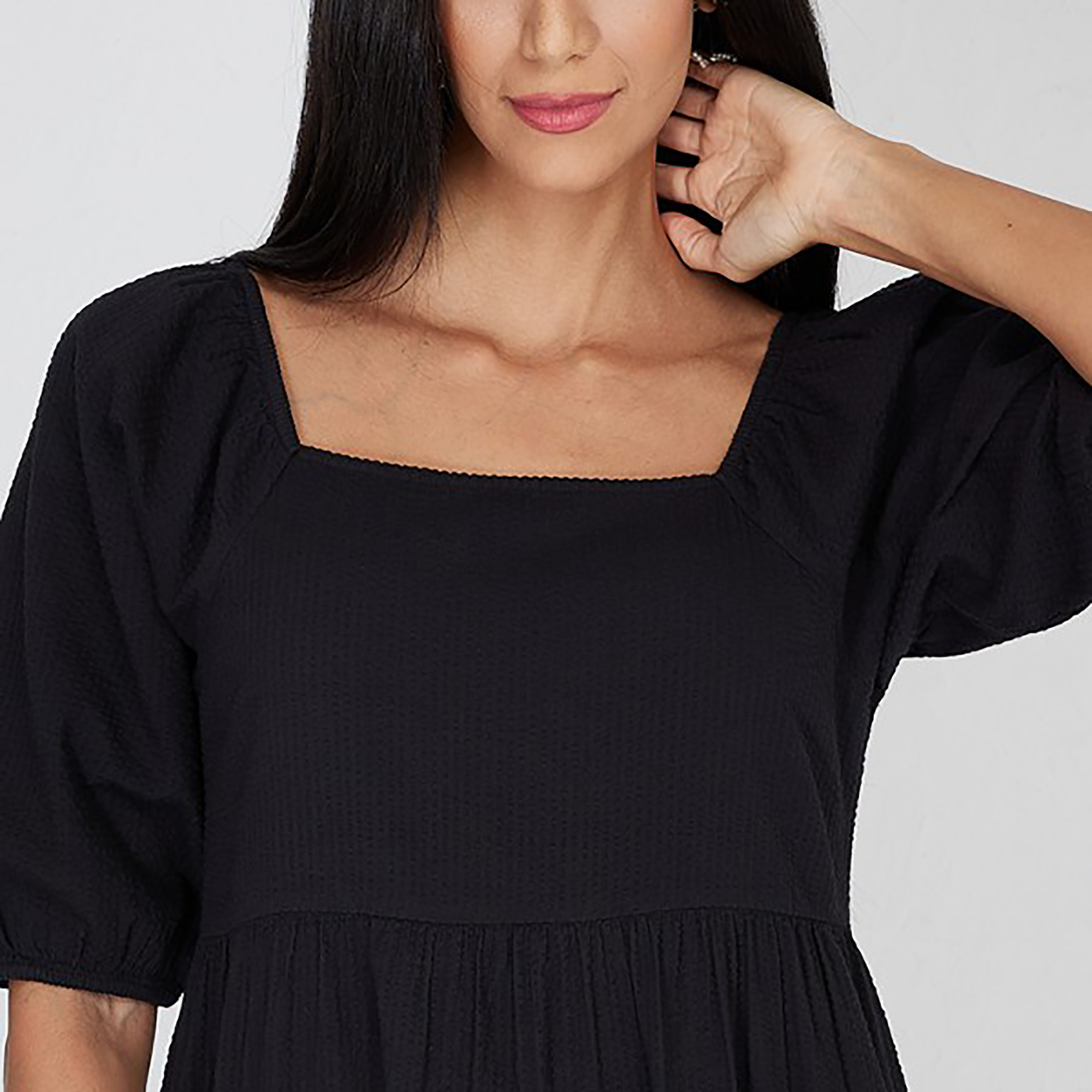 Aeropostale Textured Square Neck Tiered Midi Dress-women-clothing-dresses-image-3