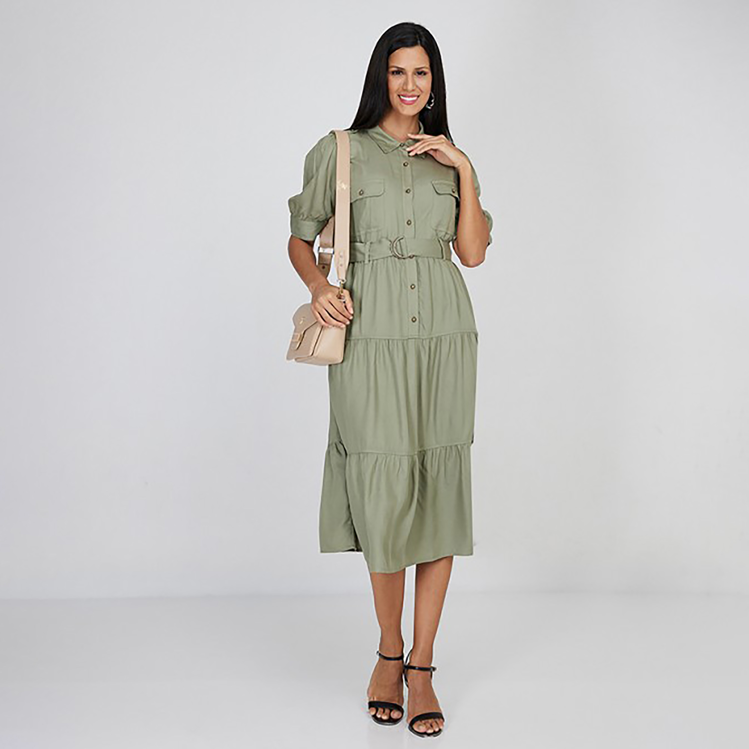 Aeropostale Plain Collared Belted Midi Shirt Dress-women-clothing-dresses-image-2