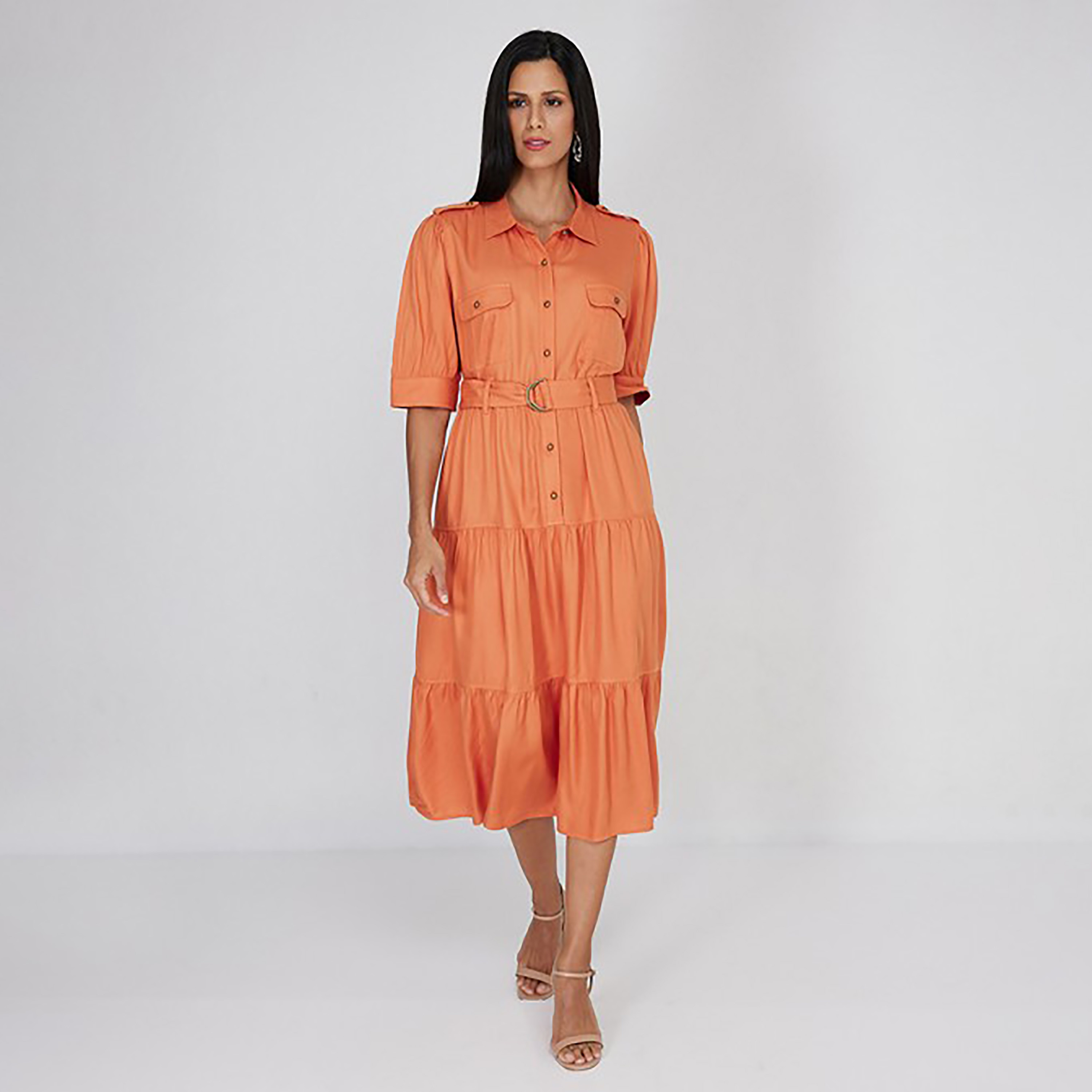 Aeropostale Plain Collared Belted Midi Shirt Dress-women-clothing-dresses-image-5