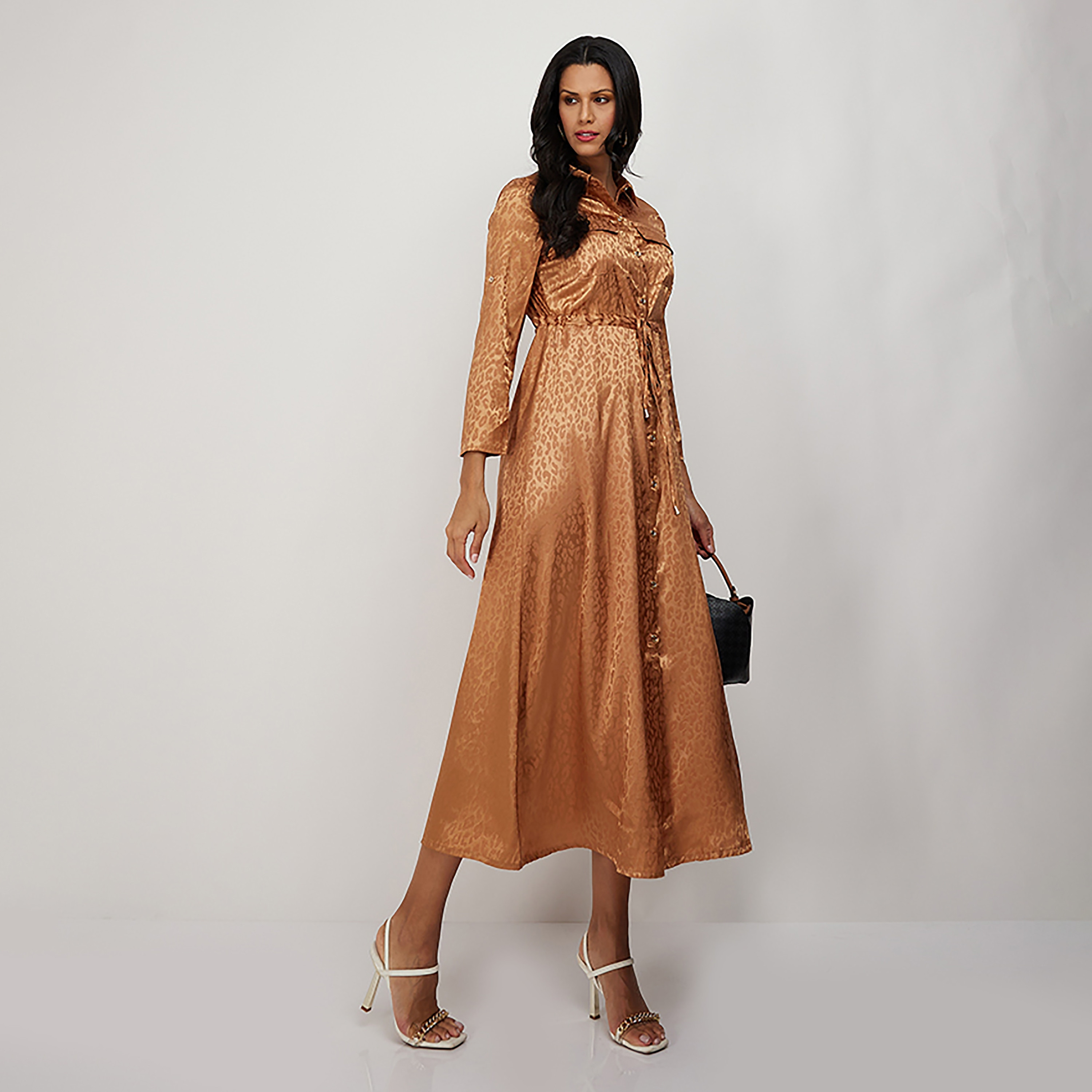 Aeropostale Animal Patterned Collared Maxi Dress-women-clothing-dresses-image-2