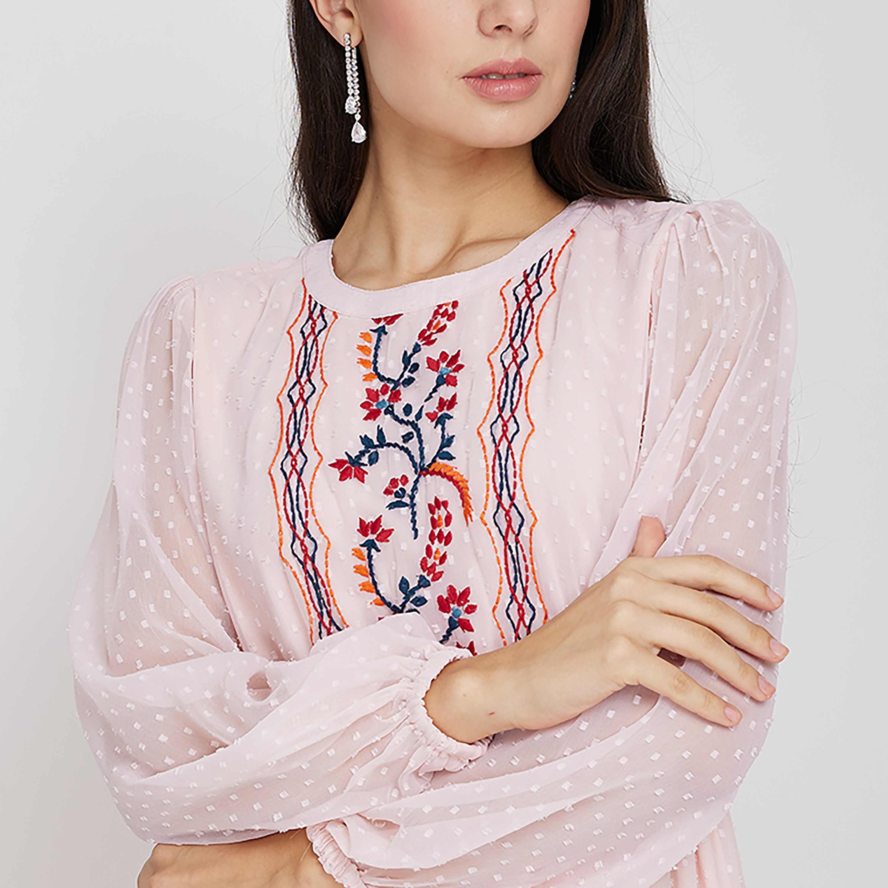 فستان ماكسي بياقة مستديرة مع مطرزة من ايروبوستال-women-clothing-dresses-image-7