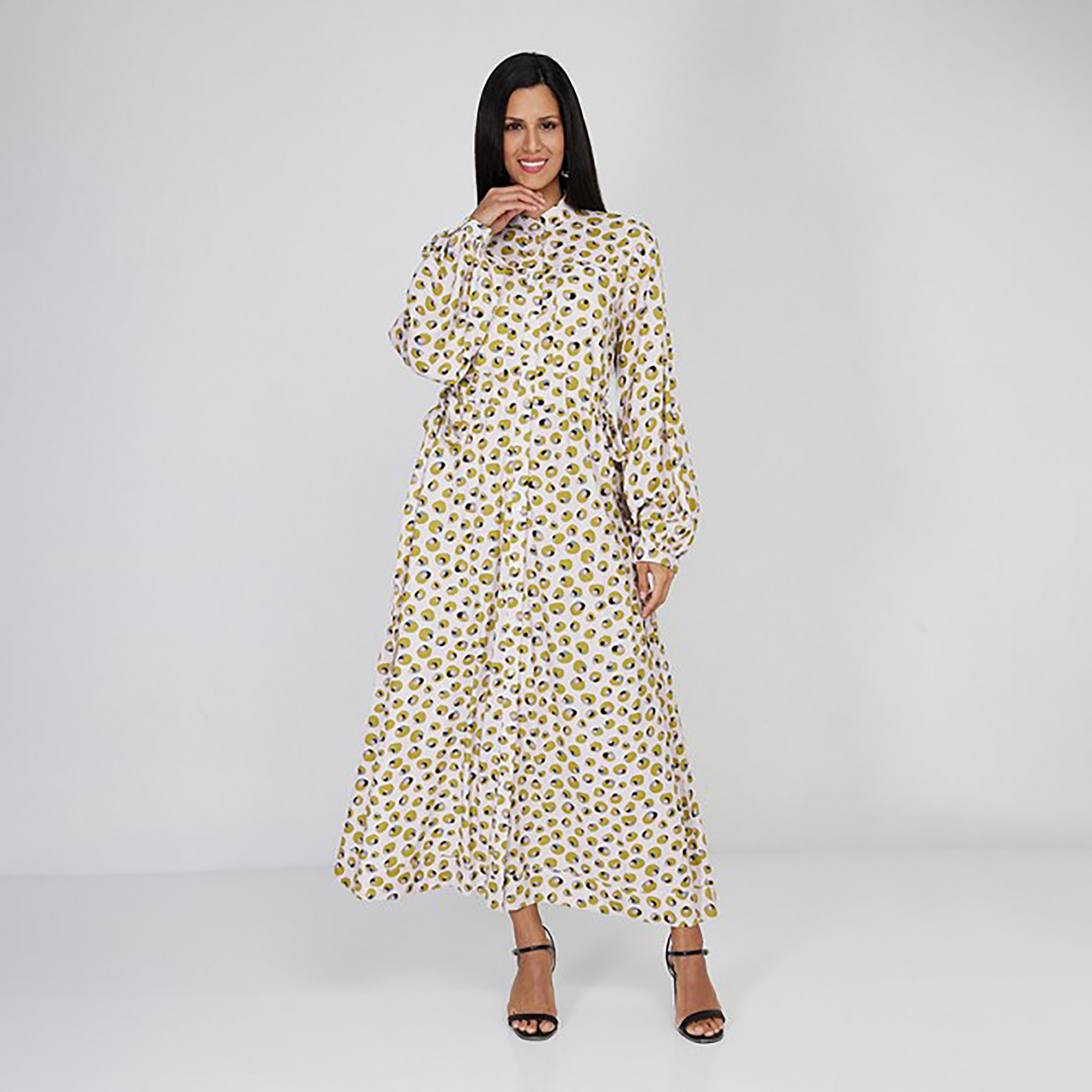 فستان قميص ماكسي بياقة ماندرين ومطبوع من إيروبوستال-women-clothing-dresses-image-1