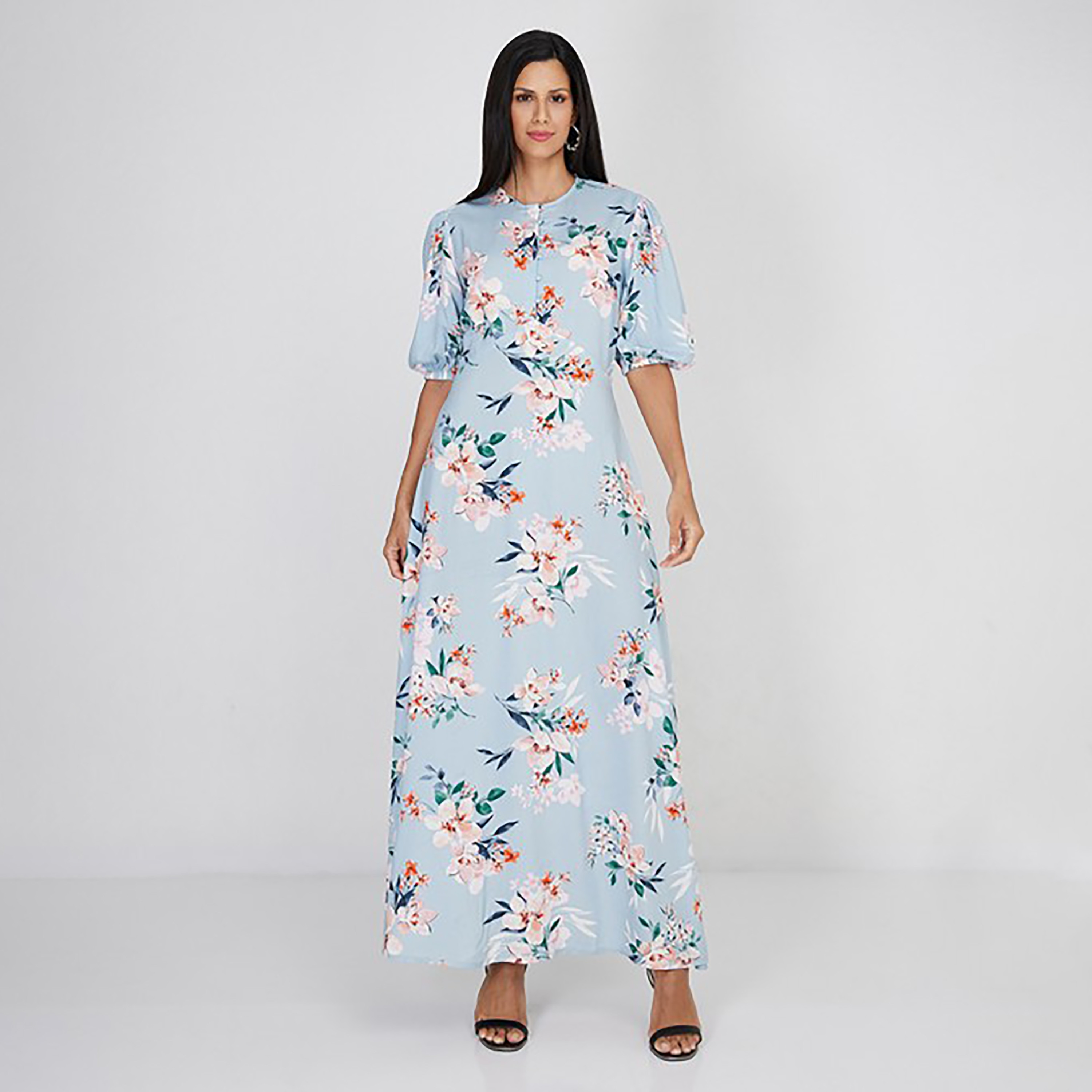فستان ماكسي ذو اي لائن مع مطبوع برقبة دائرية من إيروبوستال-women-clothing-dresses-image-1
