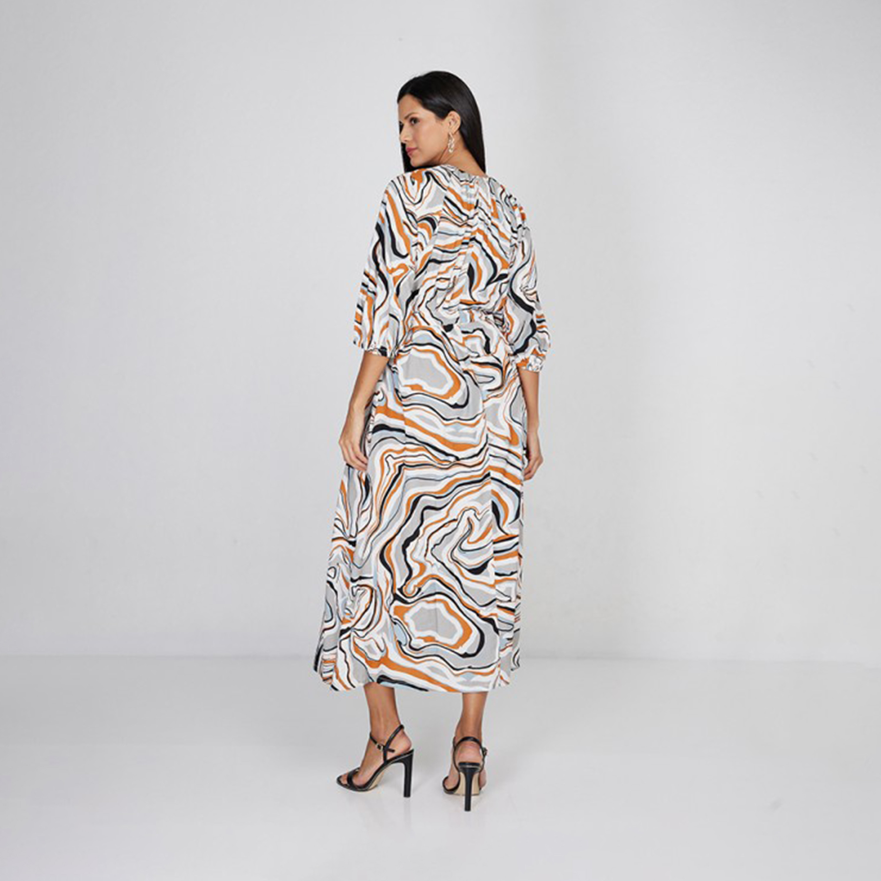 Aeropostale Women's Printed Round Neck Three-Quarter Sleeves A-line Maxi Dress-women-clothing-dresses-image-2