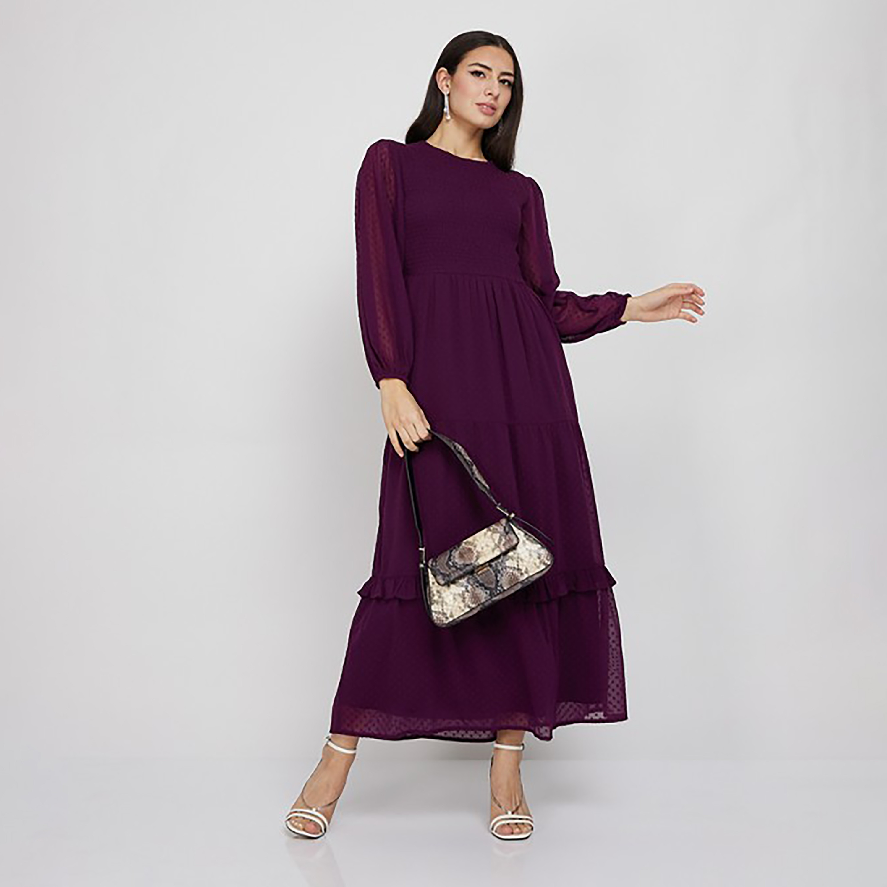 Aeropostale Smocked Round Neck Tiered Maxi Dress-women-clothing-dresses-image-2