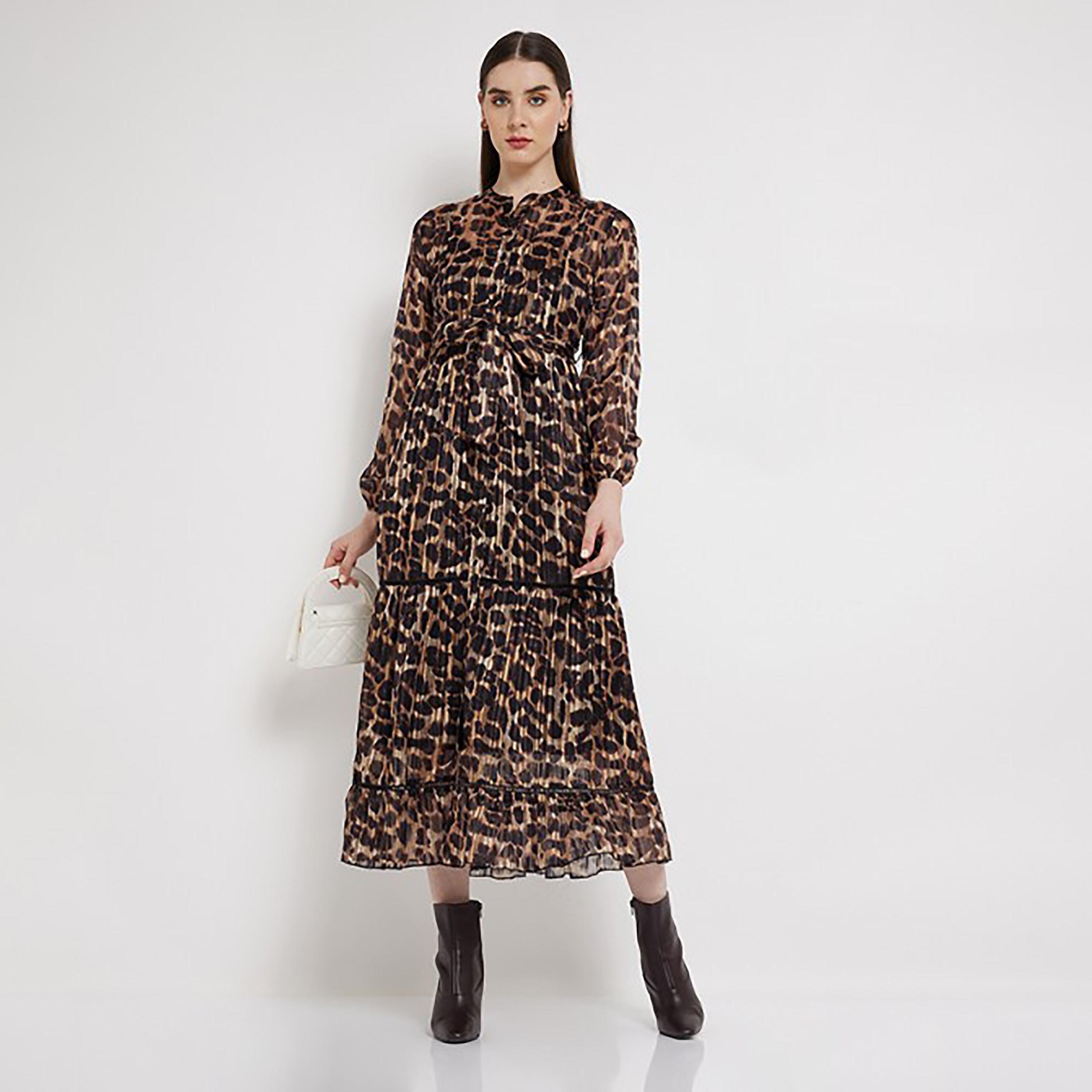فستان ميدي متعدد الطبقات بياقة ماندارين وطبعة حيوان من إيروبوستال-women-clothing-dresses-image-2