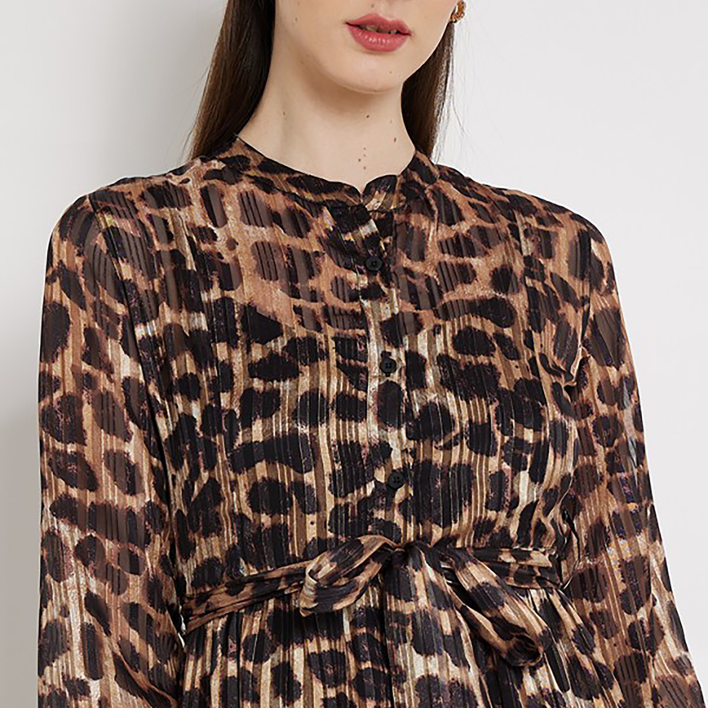 فستان ميدي متعدد الطبقات بياقة ماندارين وطبعة حيوان من إيروبوستال-women-clothing-dresses-image-3