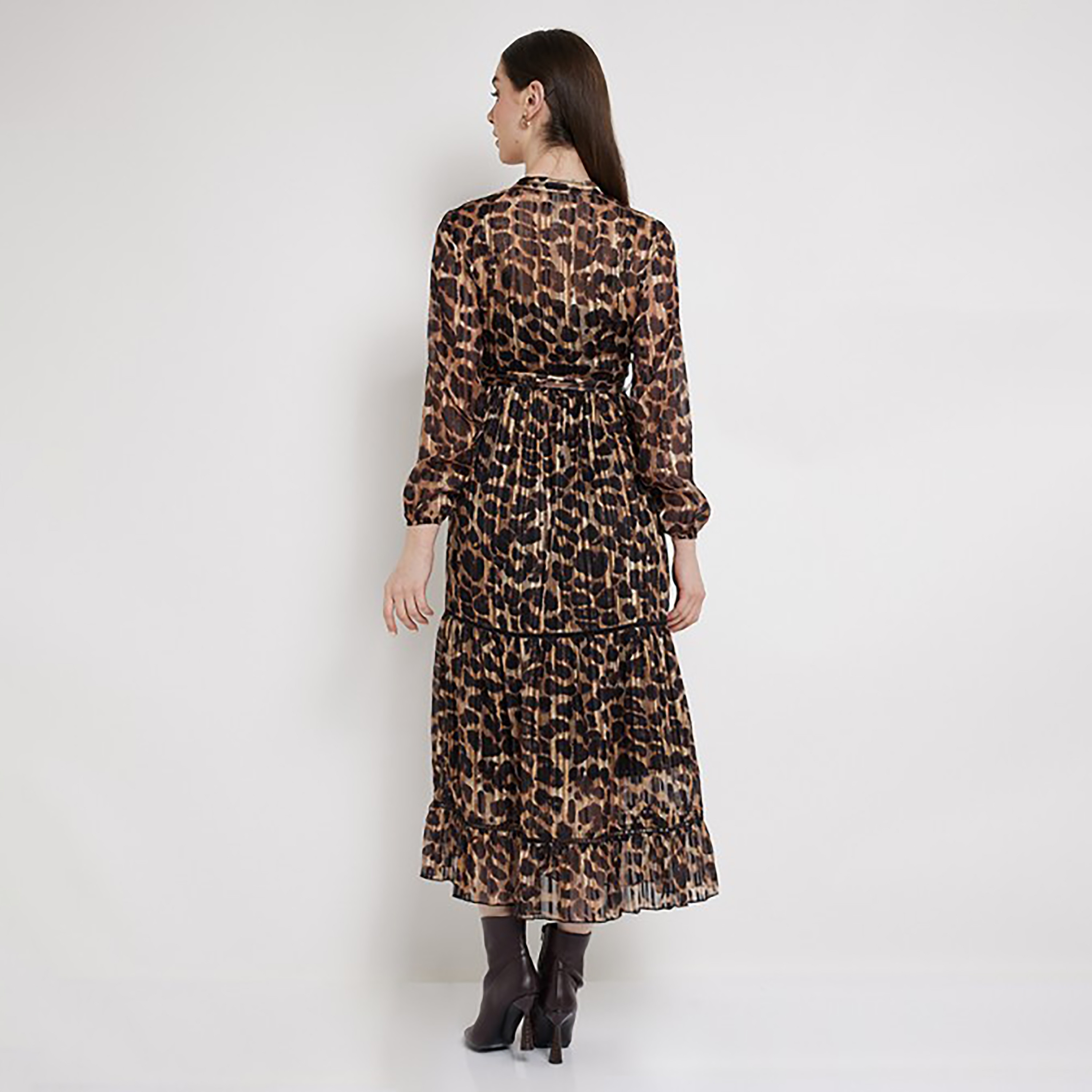 فستان ميدي متعدد الطبقات بياقة ماندارين وطبعة حيوان من إيروبوستال-women-clothing-dresses-image-4