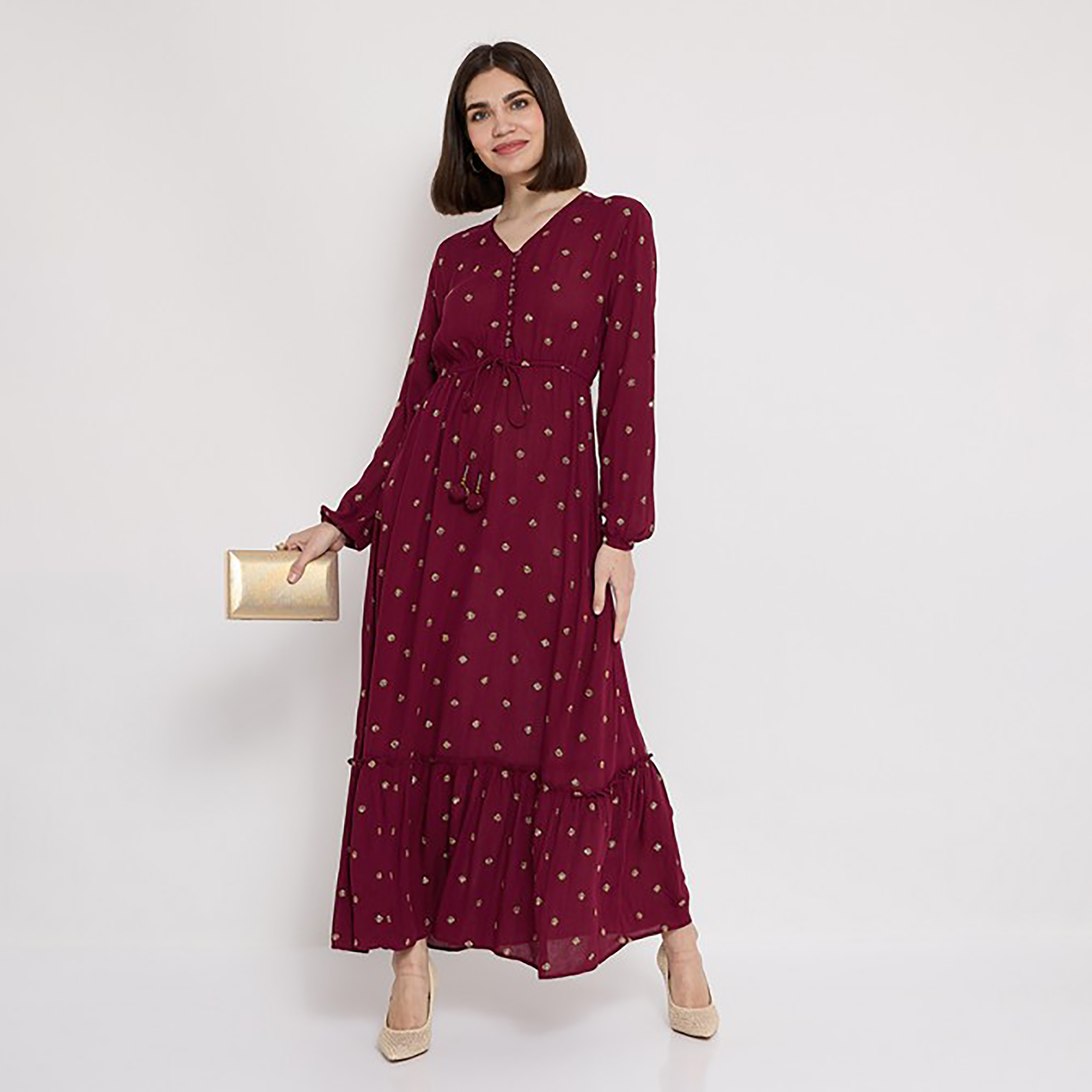 فستان ماكسي متعدد الطبقات مزين بالترتر من إيروبوستيل للنساء-women-clothing-dresses-image-3