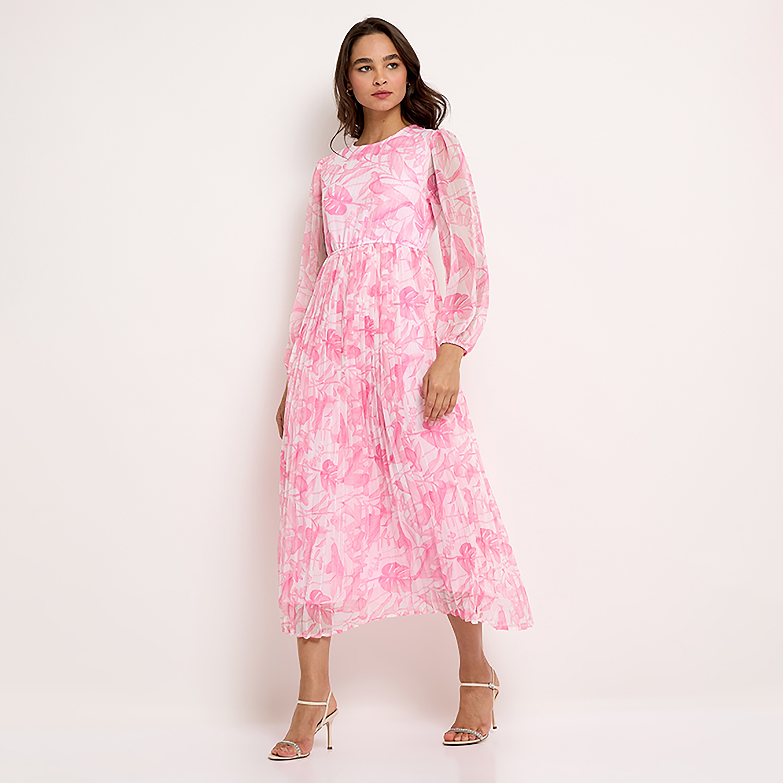 Aeropostale Printed Pleated Midi Dress-women-clothing-dresses-image-1