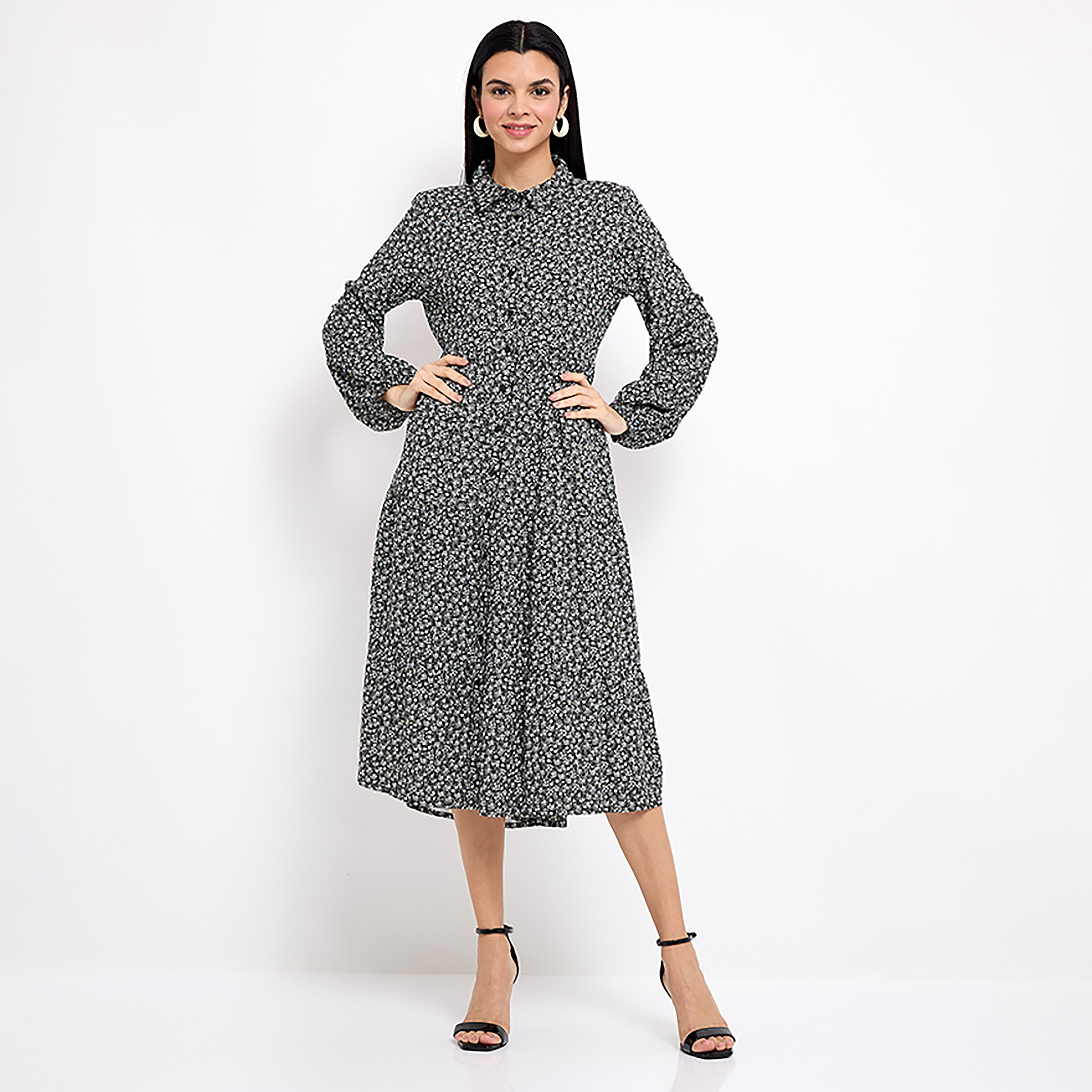 فستان ميدي ذو قميص ومطبوع من إيروبوستال-women-clothing-dresses-image-1