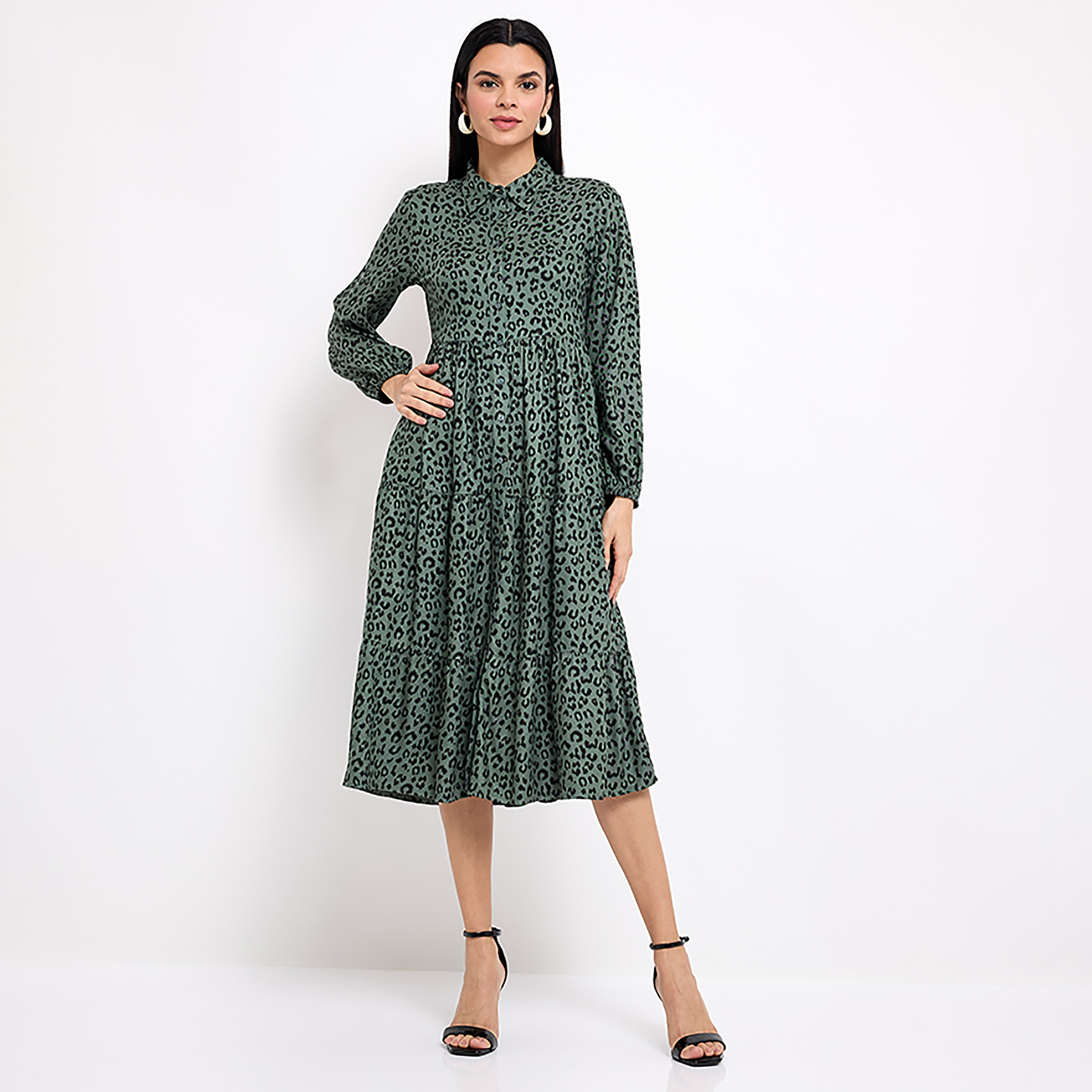 فستان ميدي ذو قميص ومطبوع من إيروبوستال-women-clothing-dresses-image-5