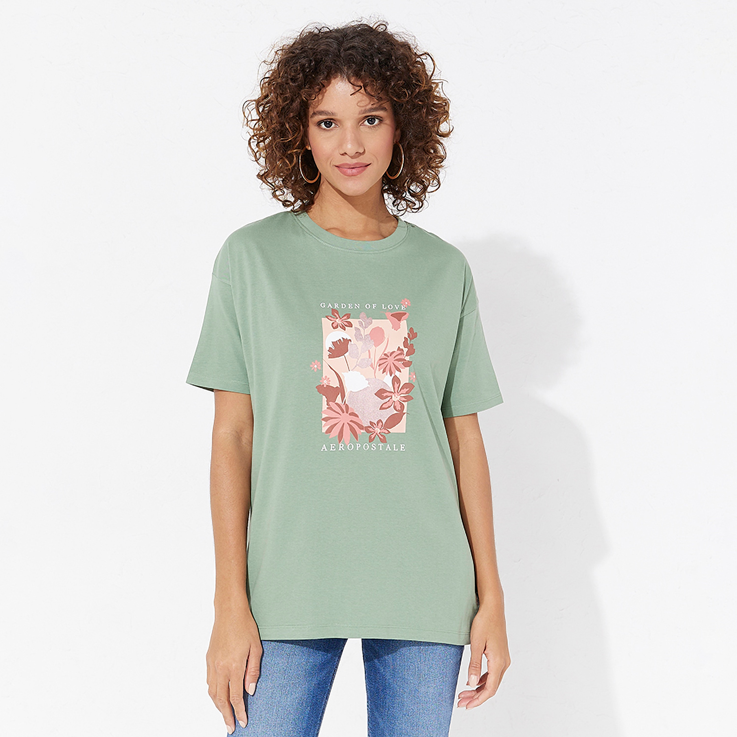 Aeropostale Floral Crew Neck Short Sleeves Women's T-Shirt-women-clothing-tshirts-image-1