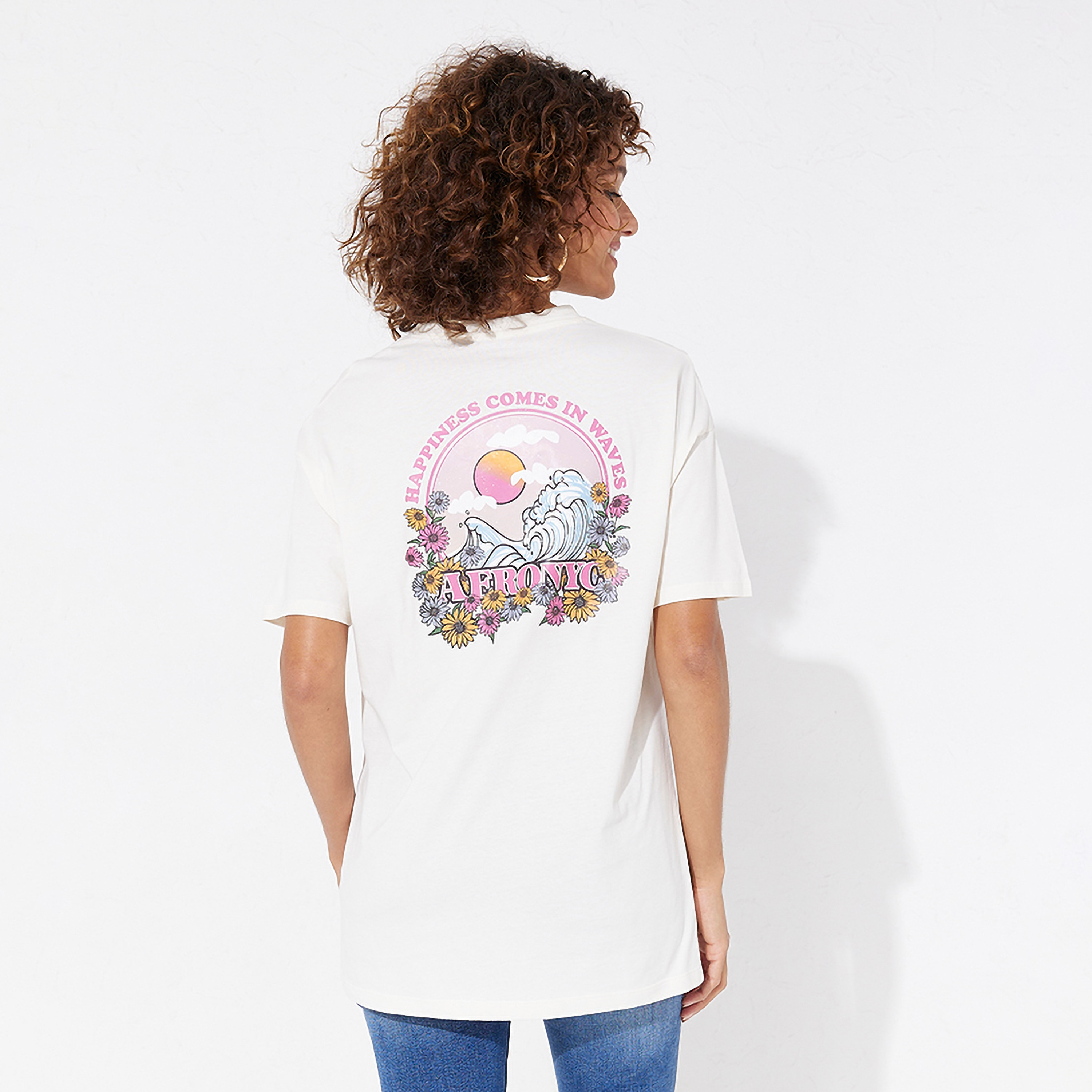 تي شيرت برسومات بأكمام قصيرة ورقبة دائرية للنساء من أيروبوستال-women-clothing-tshirts-image-8