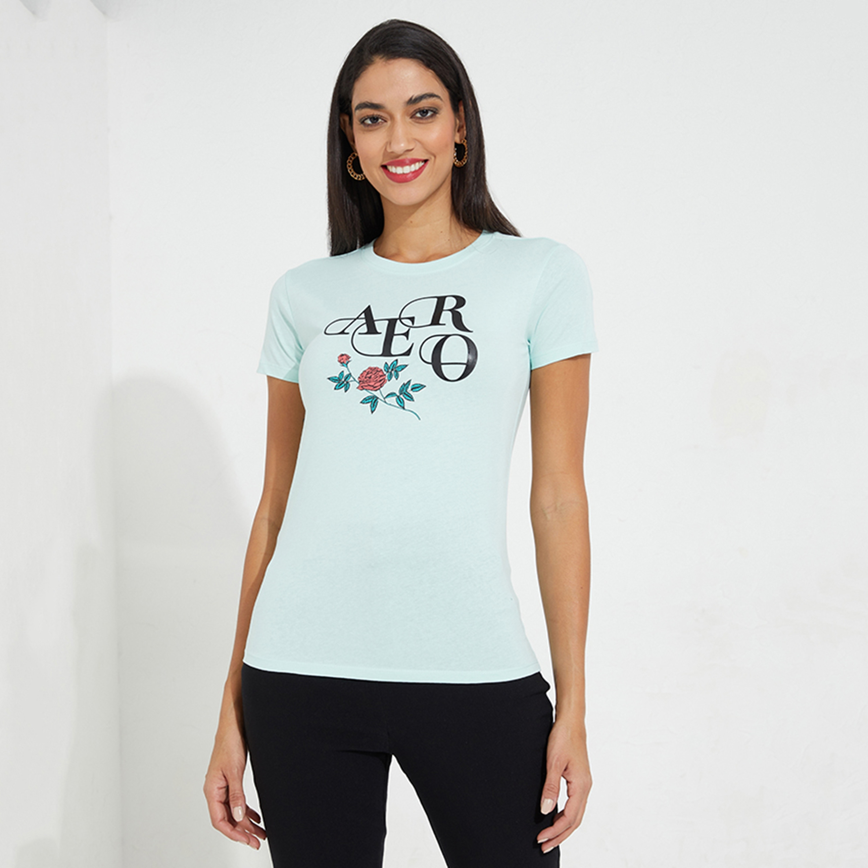 Aeropostale Logo Print Crew Neck Short Sleeves Women's T-Shirt-women-clothing-tshirts-image-1