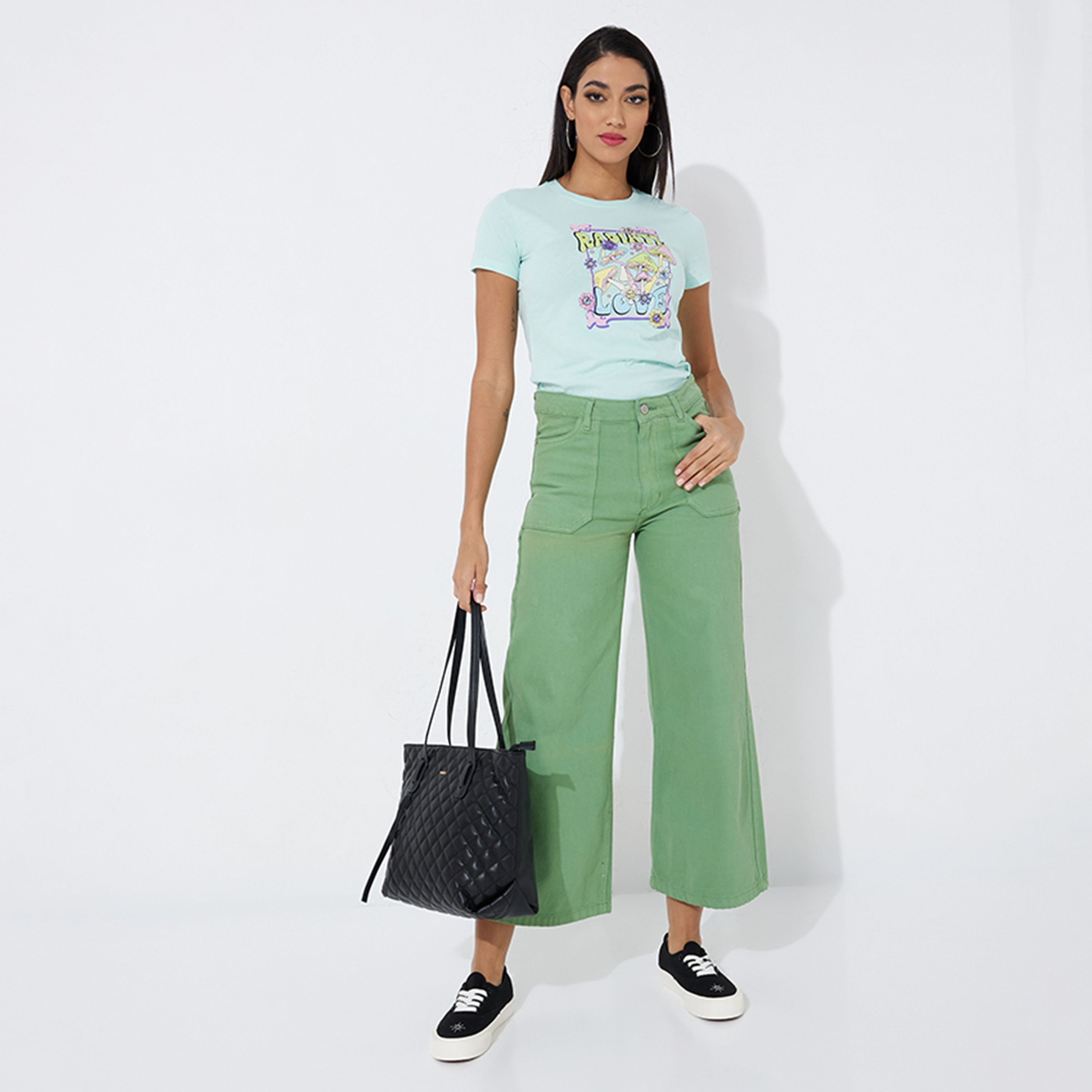 تي شيرت نسائي بأكمام قصيرة ورقبة دائرية وطبعة رسومات على شكل فطر من أيروبوستال-women-clothing-tshirts-image-2