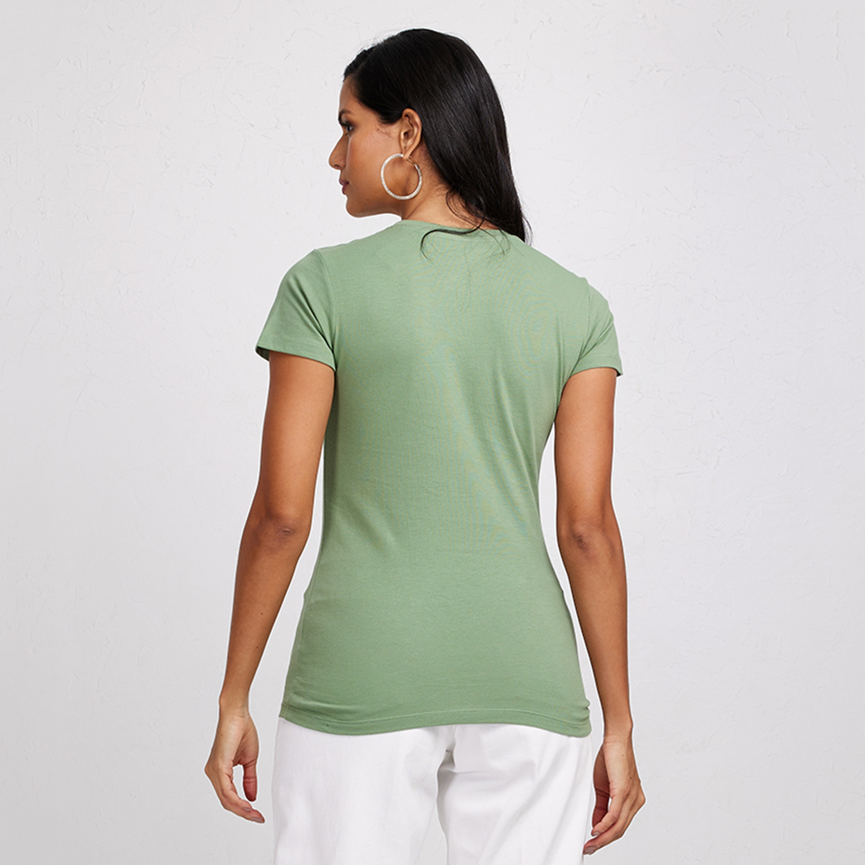 تي شيرت نسائي بطبعة رسومات لشجرة النخيل برقبة دائرية وأكمام قصيرة من أيروبوستال-women-clothing-tshirts-image-4