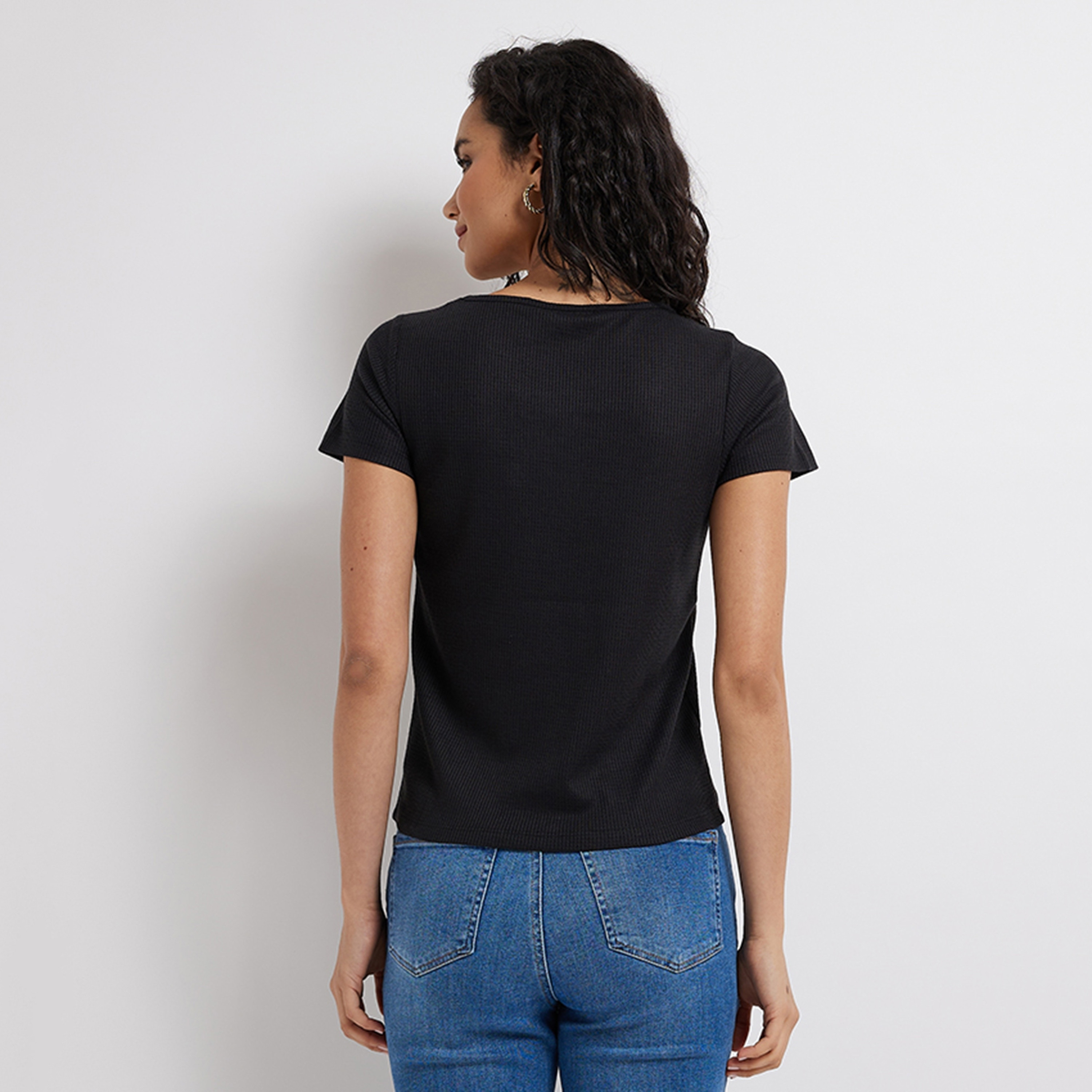 Aeropostale Textured Round Neck Short Sleeves Women's T-Shirt-women-clothing-tshirts-image-4