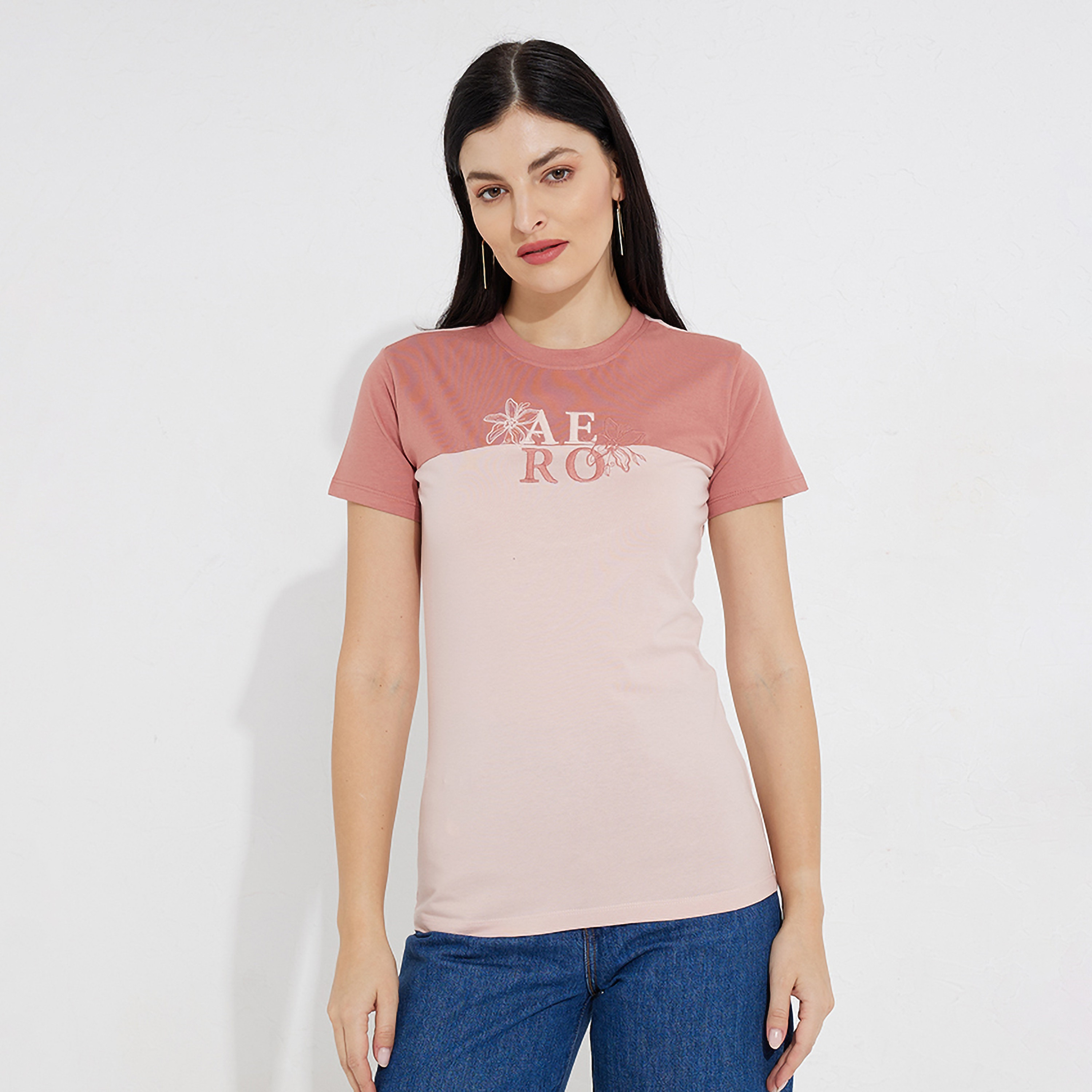 تي شيرت نسائي بأكمام قصيرة وياقة دائرية بألوان متعددة من أيروبوستال-women-clothing-tshirts-image-5