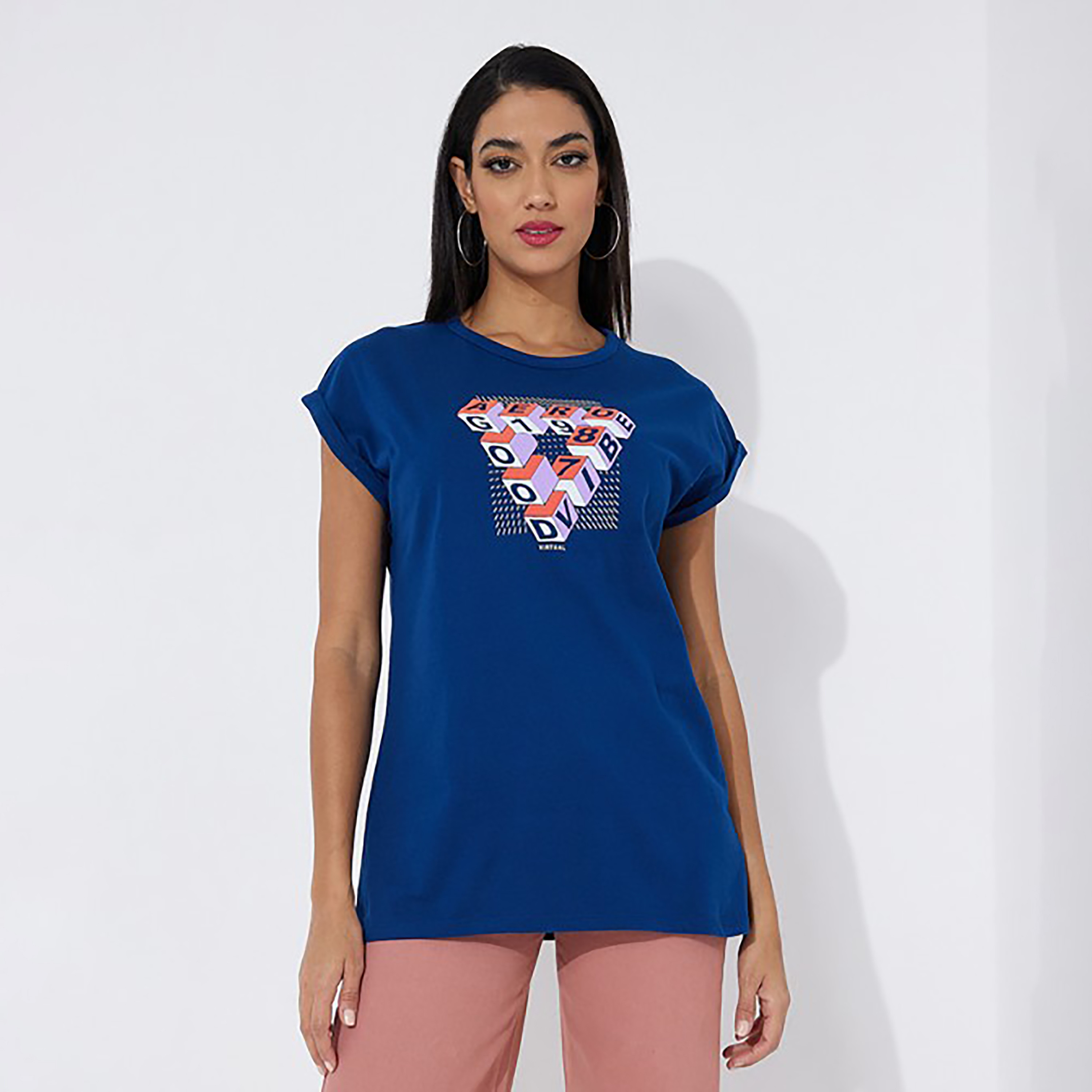 Aeropostale Graphic Crew Neck Cap Sleeves T-Shirt-women-clothing-tshirts-image-1