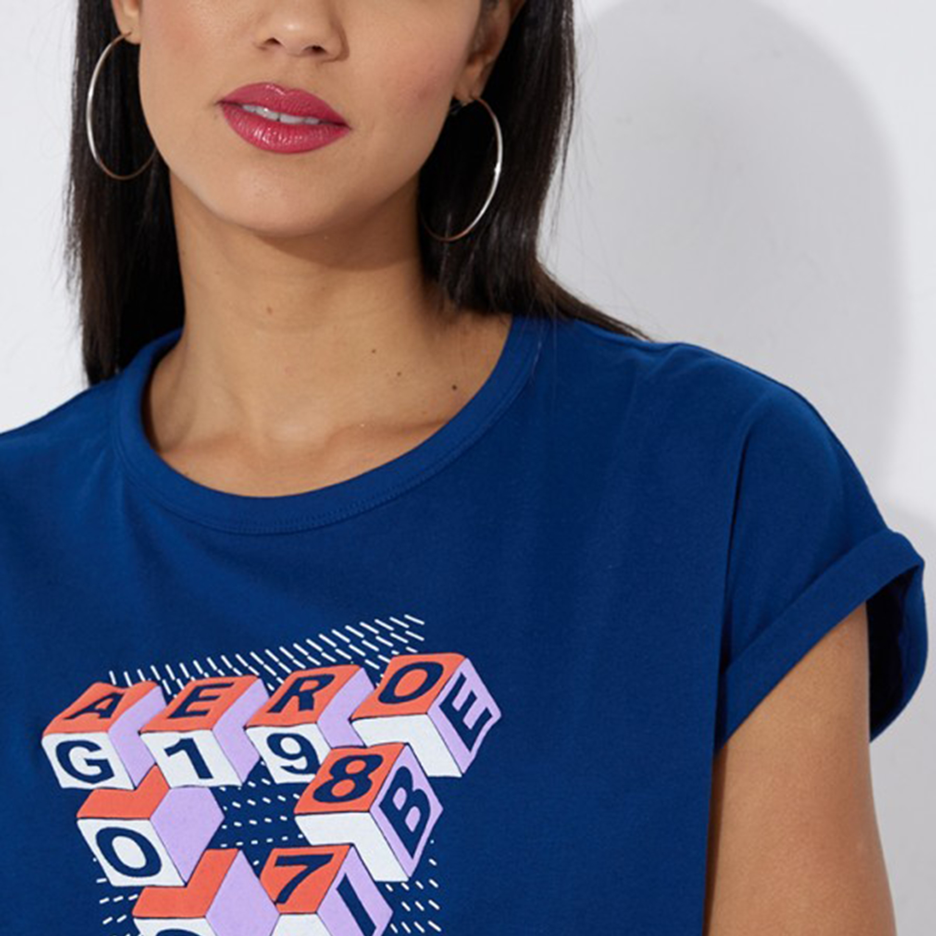 تي شيرت من ايروبوستال بأكمام ذو كاب و ياقة مستديرة ذات جرافيك-women-clothing-tshirts-image-3