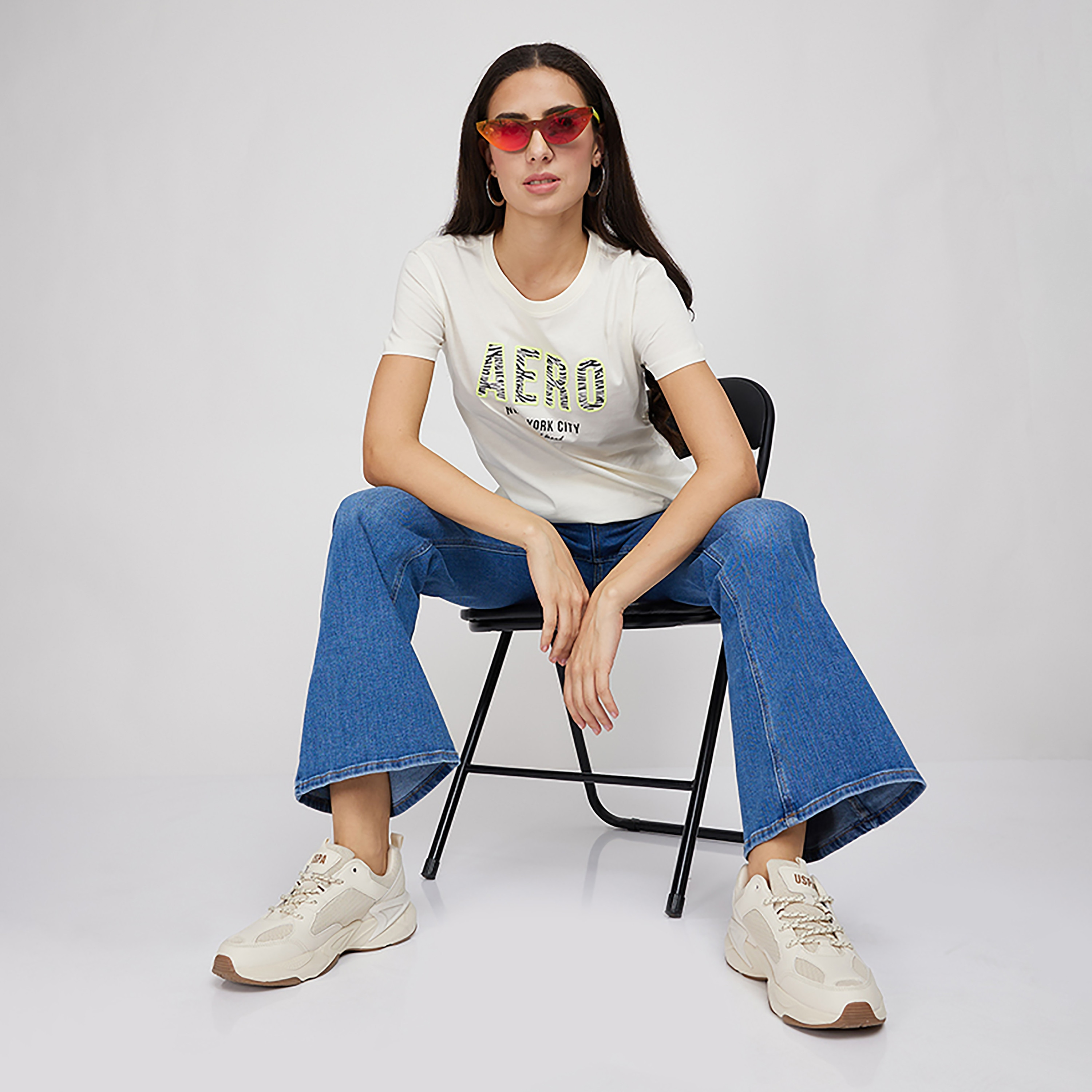 تي شيرت من ايروبوستال بأكمام قصيرة و ياقة مستديرة مع شعار بطبعات-women-clothing-tshirts-image-6