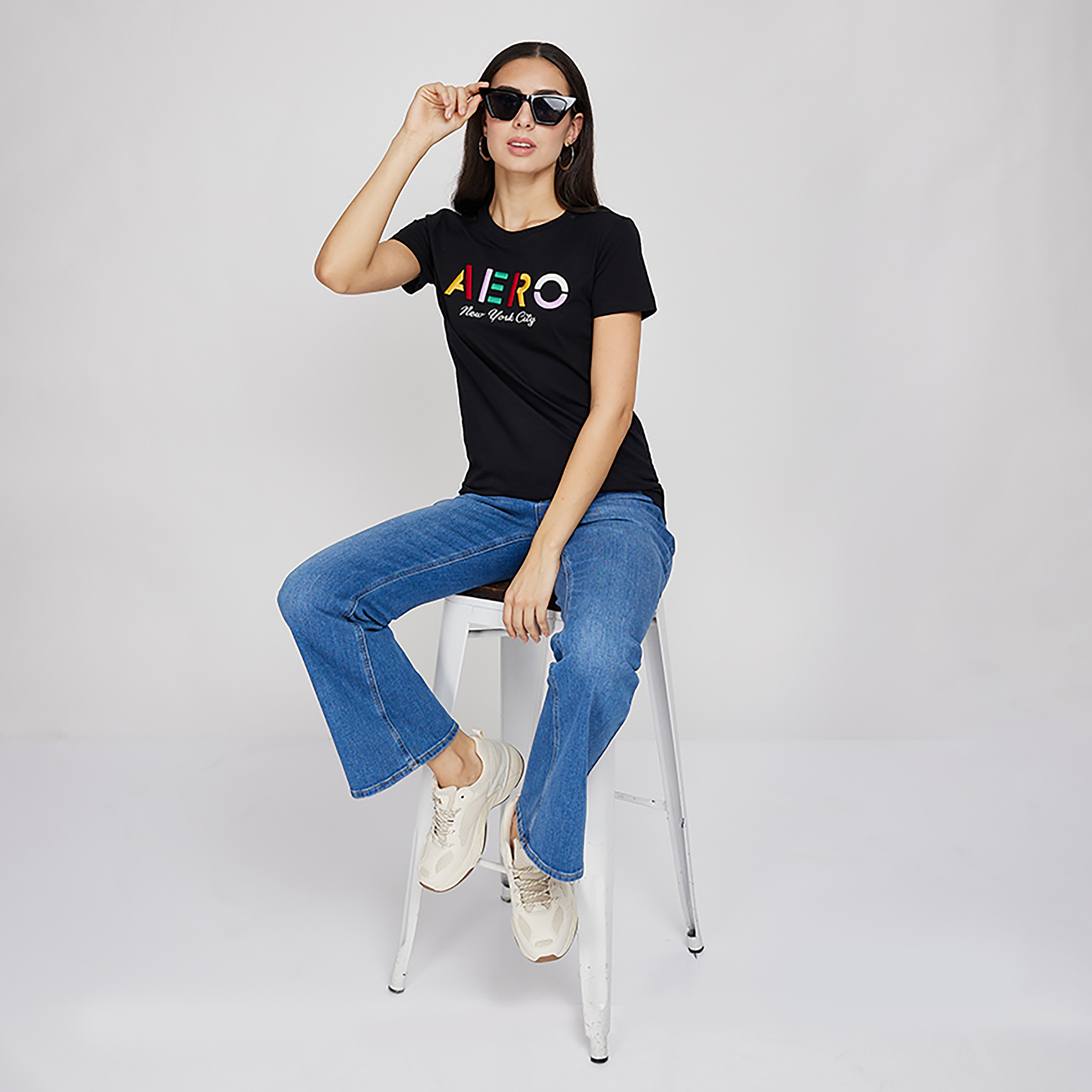 Aeropostale Embroidered Logo Crew Neck Short Sleeves T-Shirt-women-clothing-tshirts-image-2