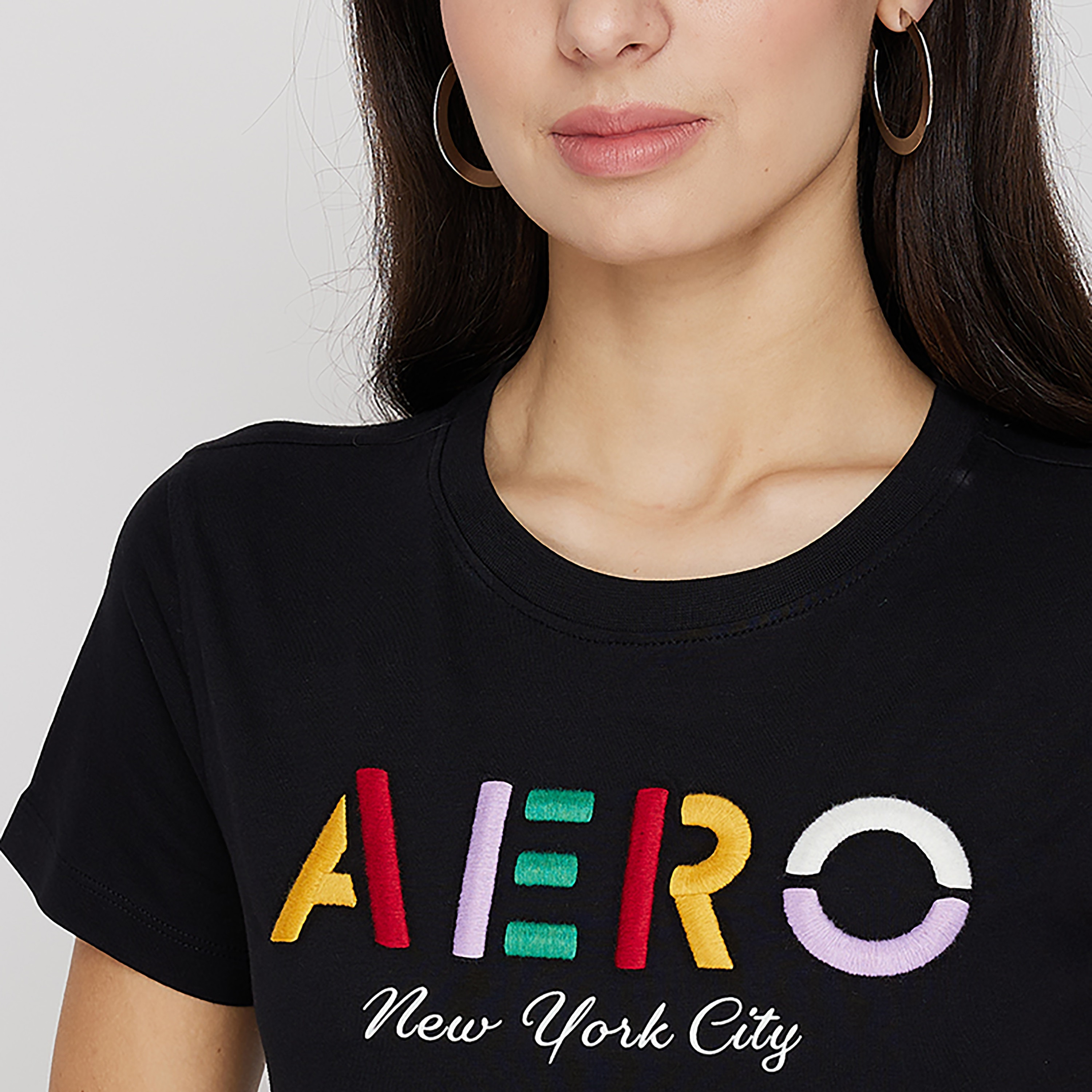 Aeropostale Embroidered Logo Crew Neck Short Sleeves T-Shirt-women-clothing-tshirts-image-3