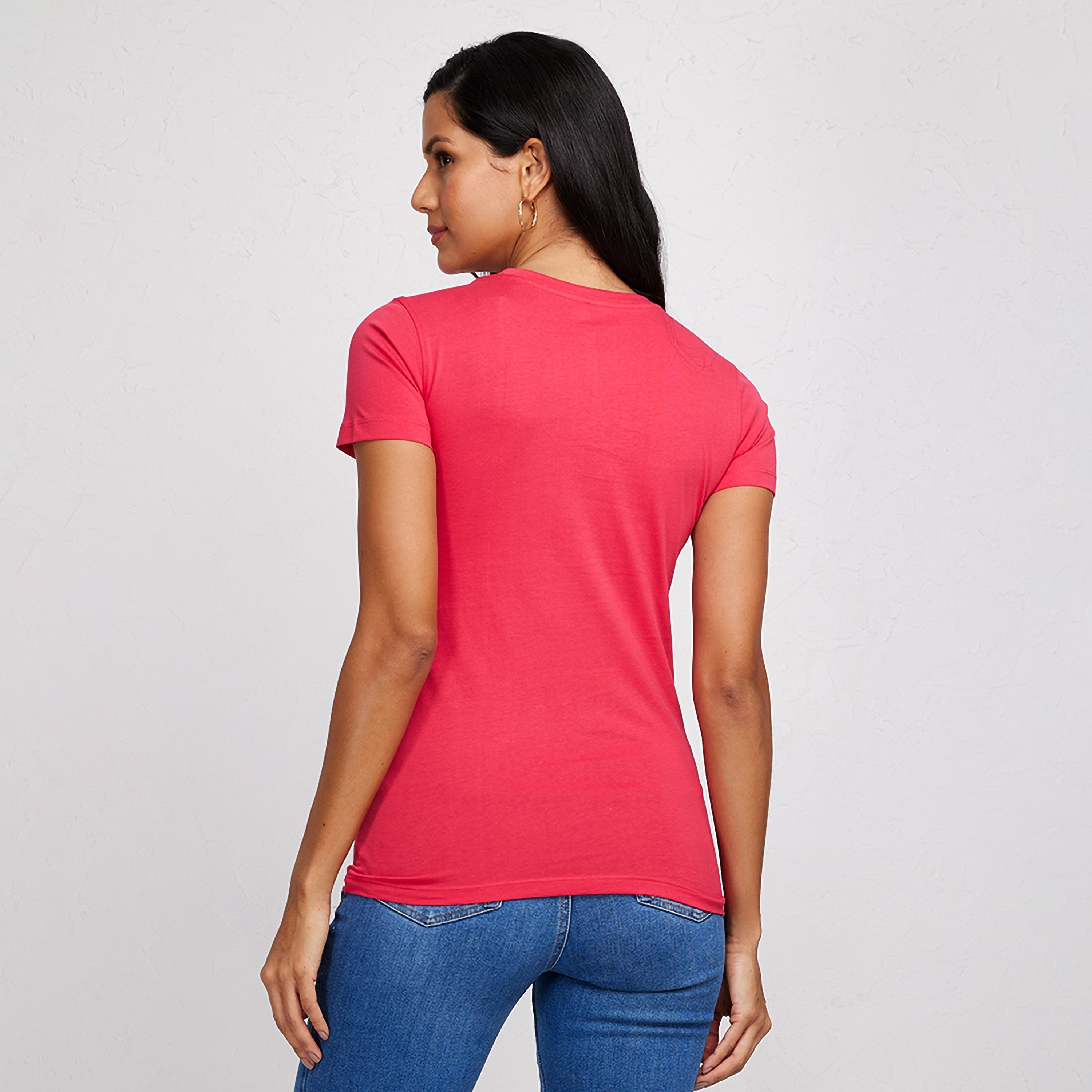 تي شيرت نسائي برقبة دائرية وأكمام قصيرة ومزين بأحجار الراين من أيروبوستال-women-clothing-tshirts-image-8