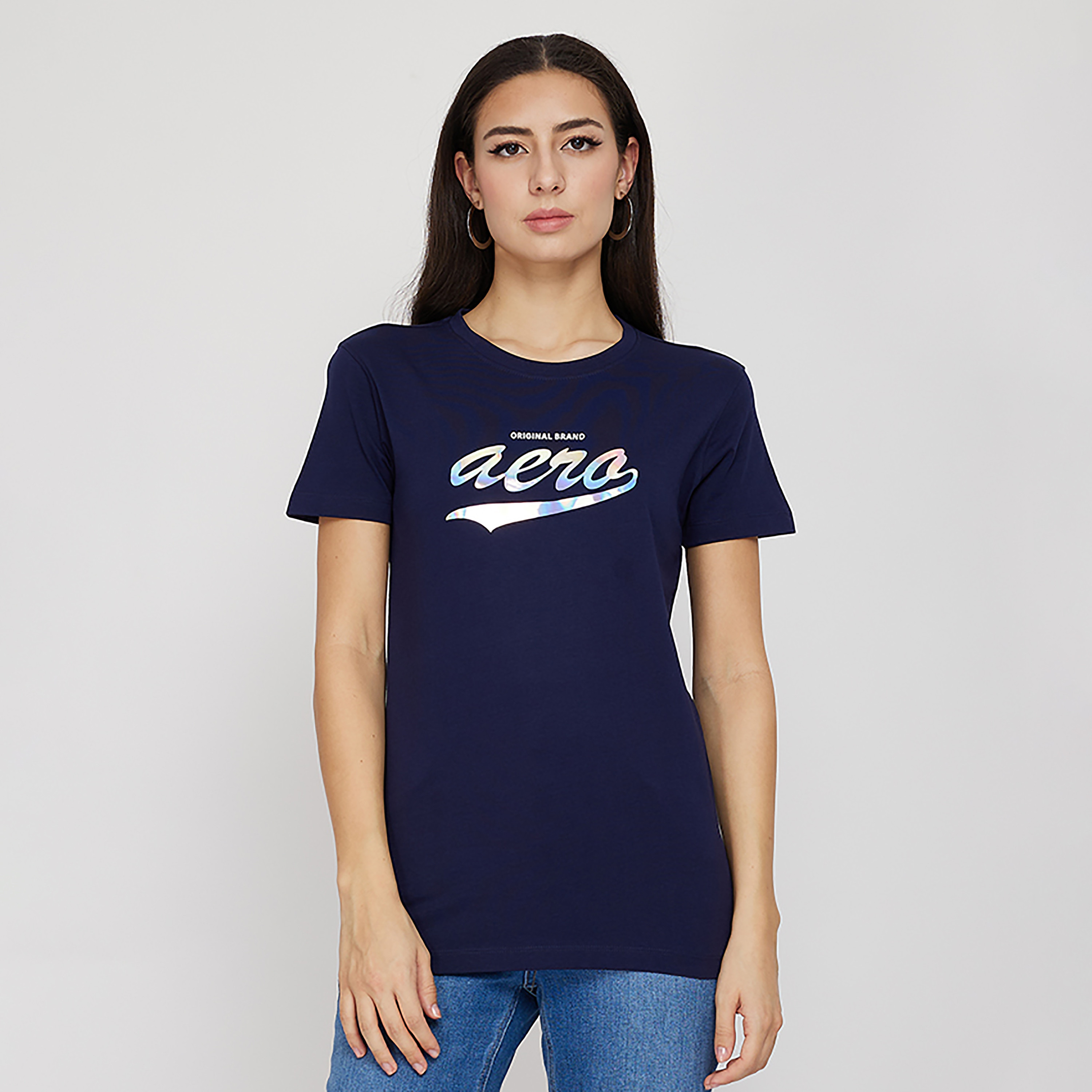 تي شيرت من ايروبوستال بأكمام قصيرة و ياقة مستديرة مع طبعات-women-clothing-tshirts-image-1