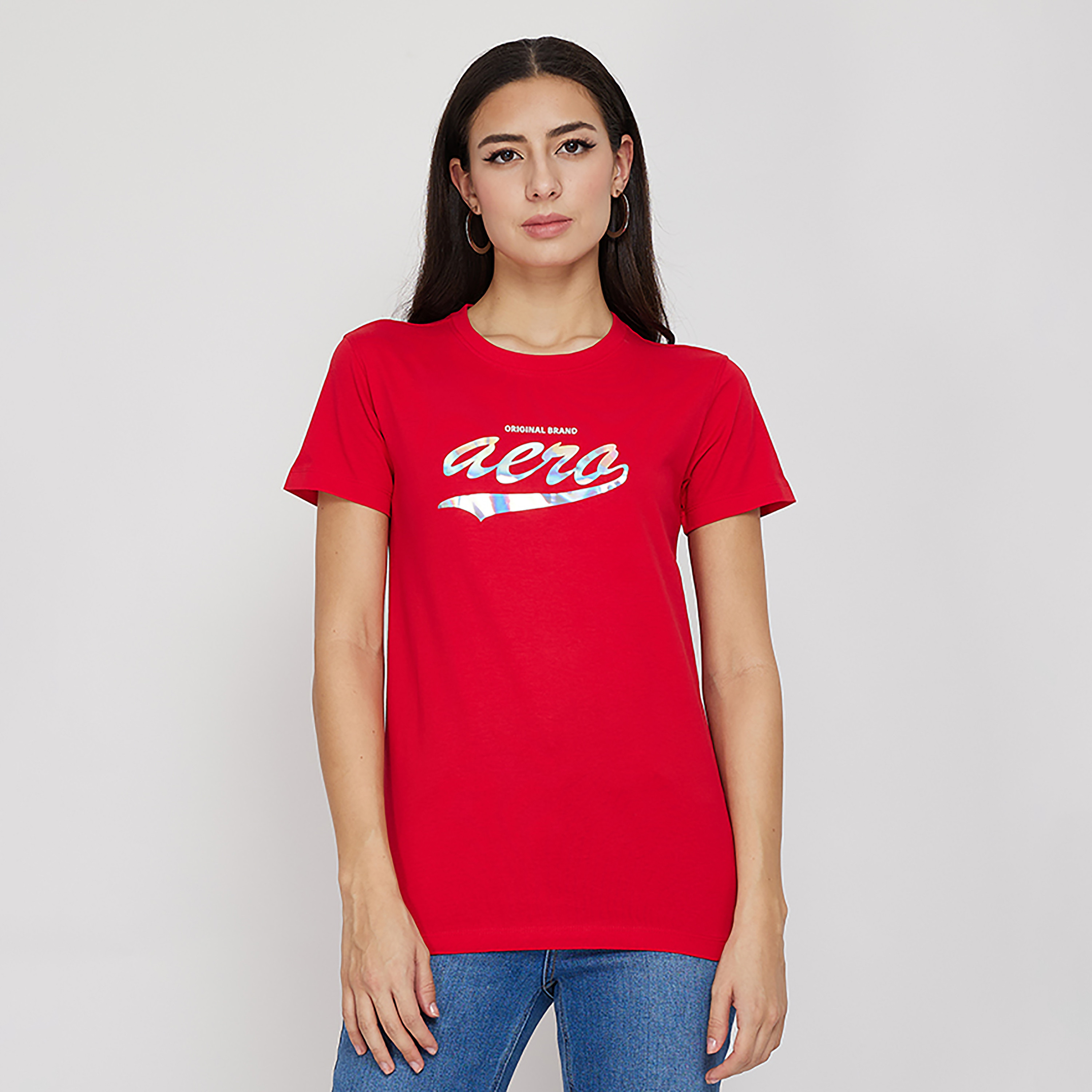 تي شيرت من ايروبوستال بأكمام قصيرة و ياقة مستديرة مع طبعات-women-clothing-tshirts-image-5