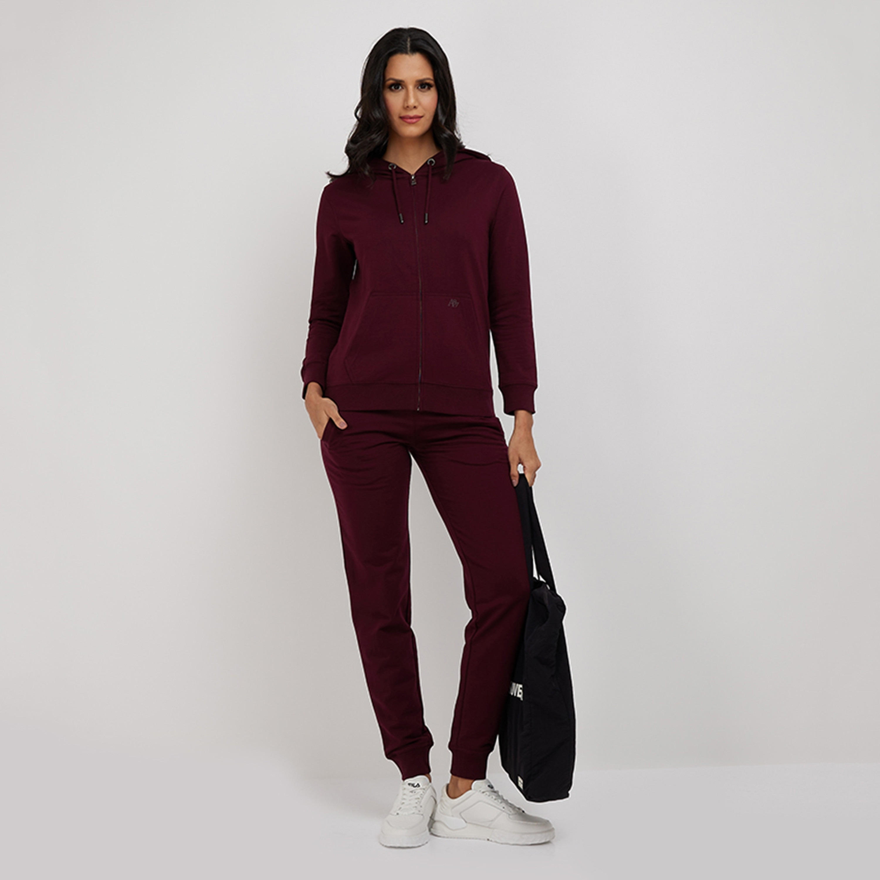 هودي سادة برقبة بغطاء رأس وأكمام طويلة للنساء بسحاب من أيروبوستال-women-clothing-hoodiesandsweatshirts-hoodies-image-2