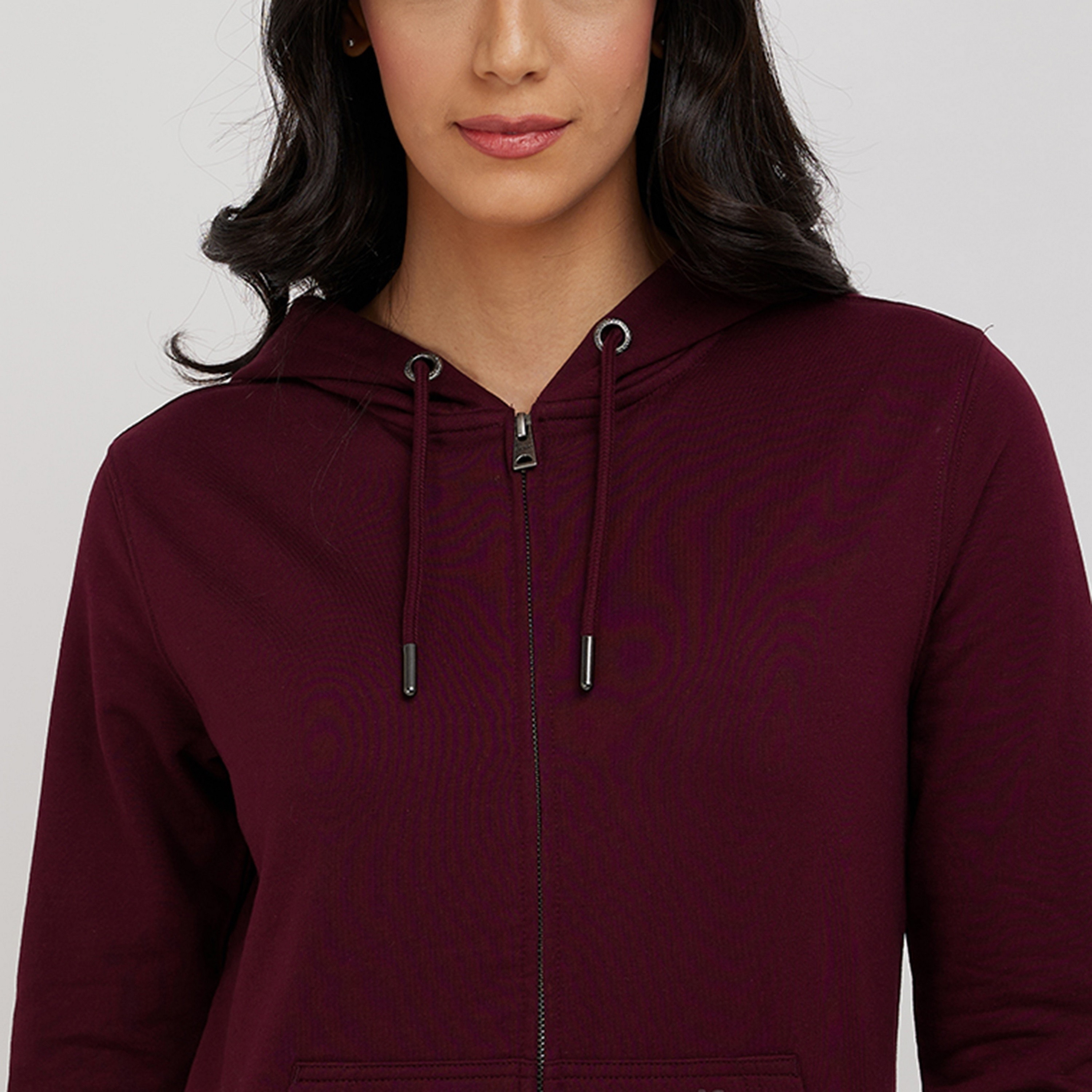 هودي سادة برقبة بغطاء رأس وأكمام طويلة للنساء بسحاب من أيروبوستال-women-clothing-hoodiesandsweatshirts-hoodies-image-3