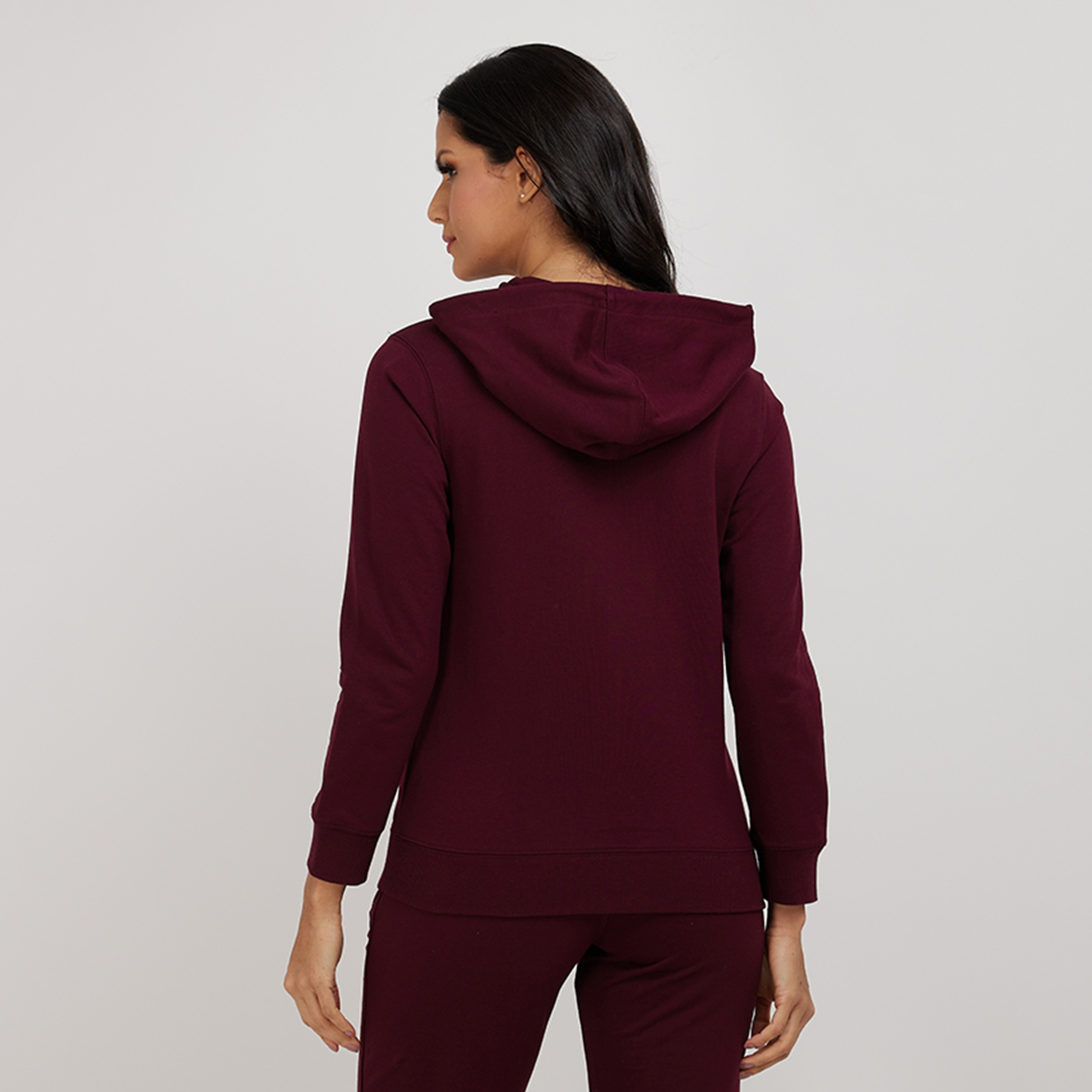 هودي سادة برقبة بغطاء رأس وأكمام طويلة للنساء بسحاب من أيروبوستال-women-clothing-hoodiesandsweatshirts-hoodies-image-4