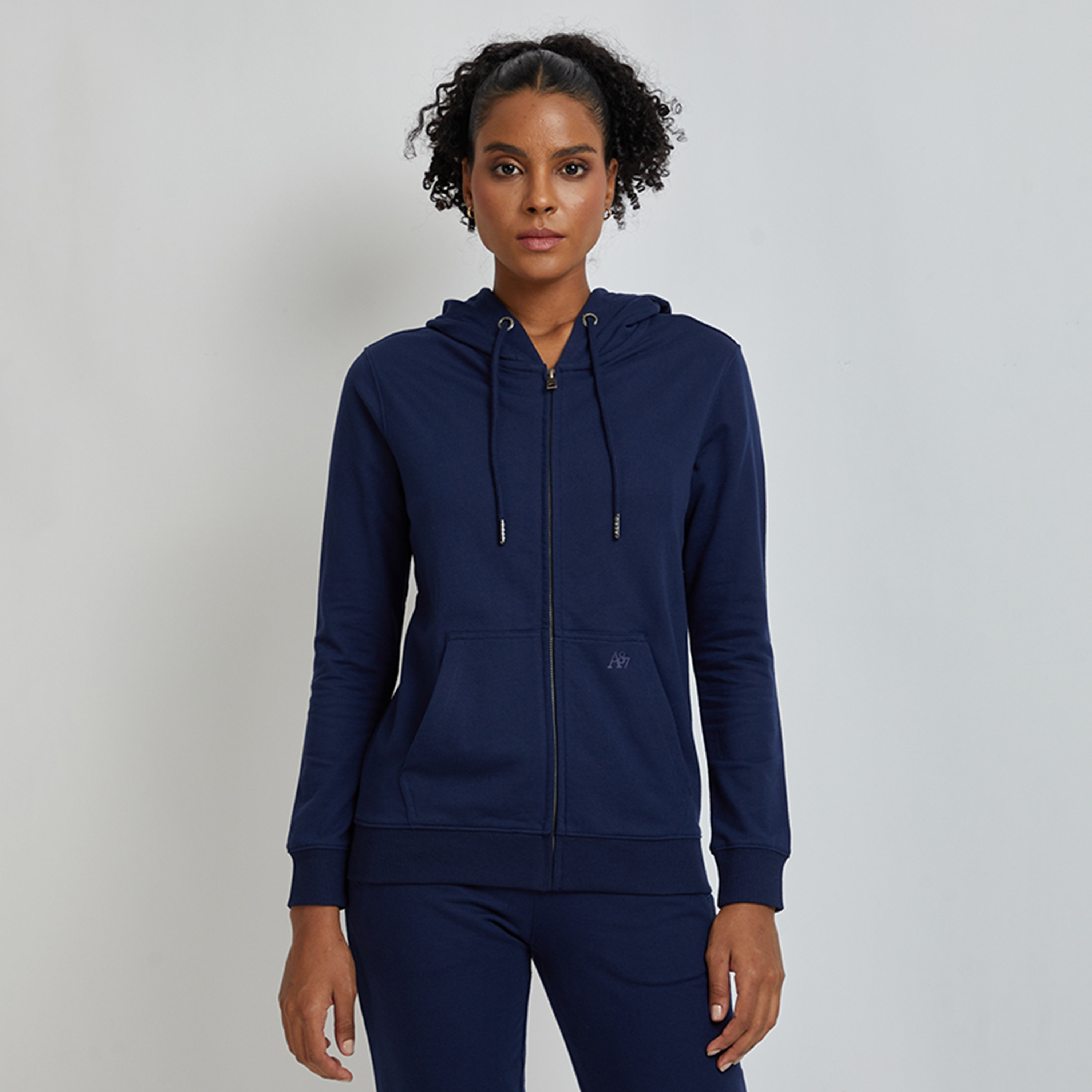 هودي سادة برقبة بغطاء رأس وأكمام طويلة للنساء بسحاب من أيروبوستال-women-clothing-hoodiesandsweatshirts-hoodies-image-1
