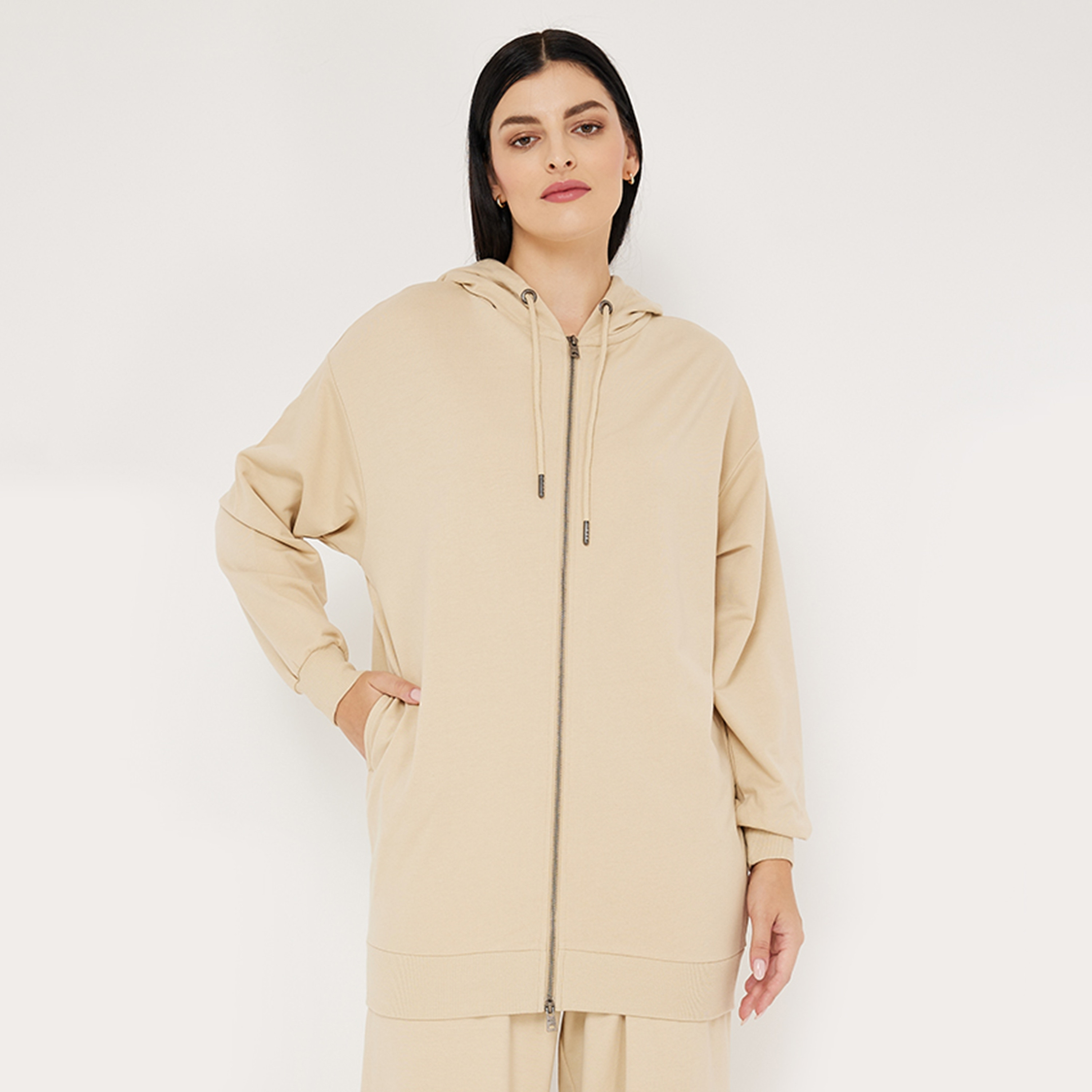 هودي نسائي بغطاء رأس وأكمام منسدلة وياقة بغطاء رأس وسحّاب من أيروبوستال-women-clothing-hoodiesandsweatshirts-hoodies-image-1