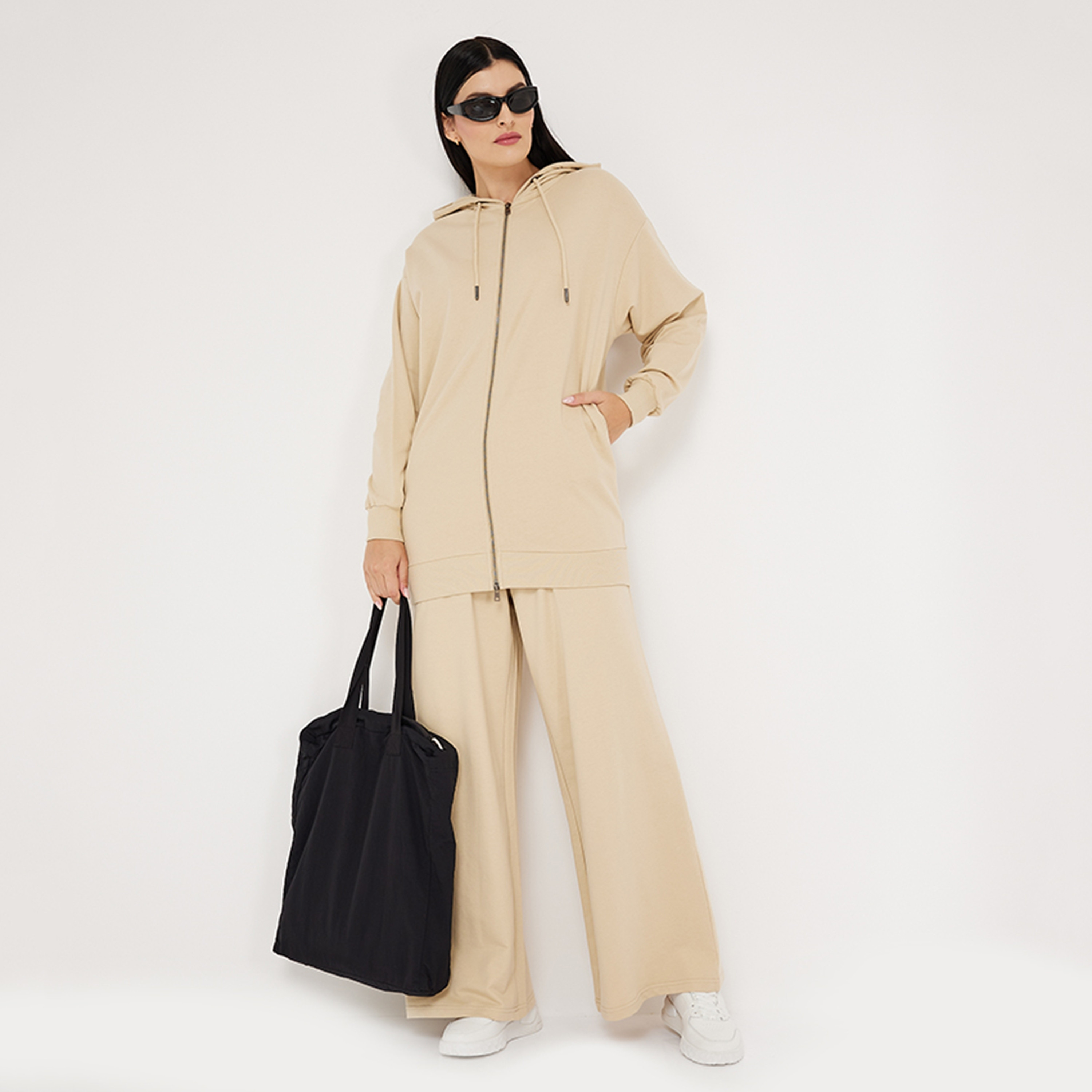 هودي نسائي بغطاء رأس وأكمام منسدلة وياقة بغطاء رأس وسحّاب من أيروبوستال-women-clothing-hoodiesandsweatshirts-hoodies-image-2