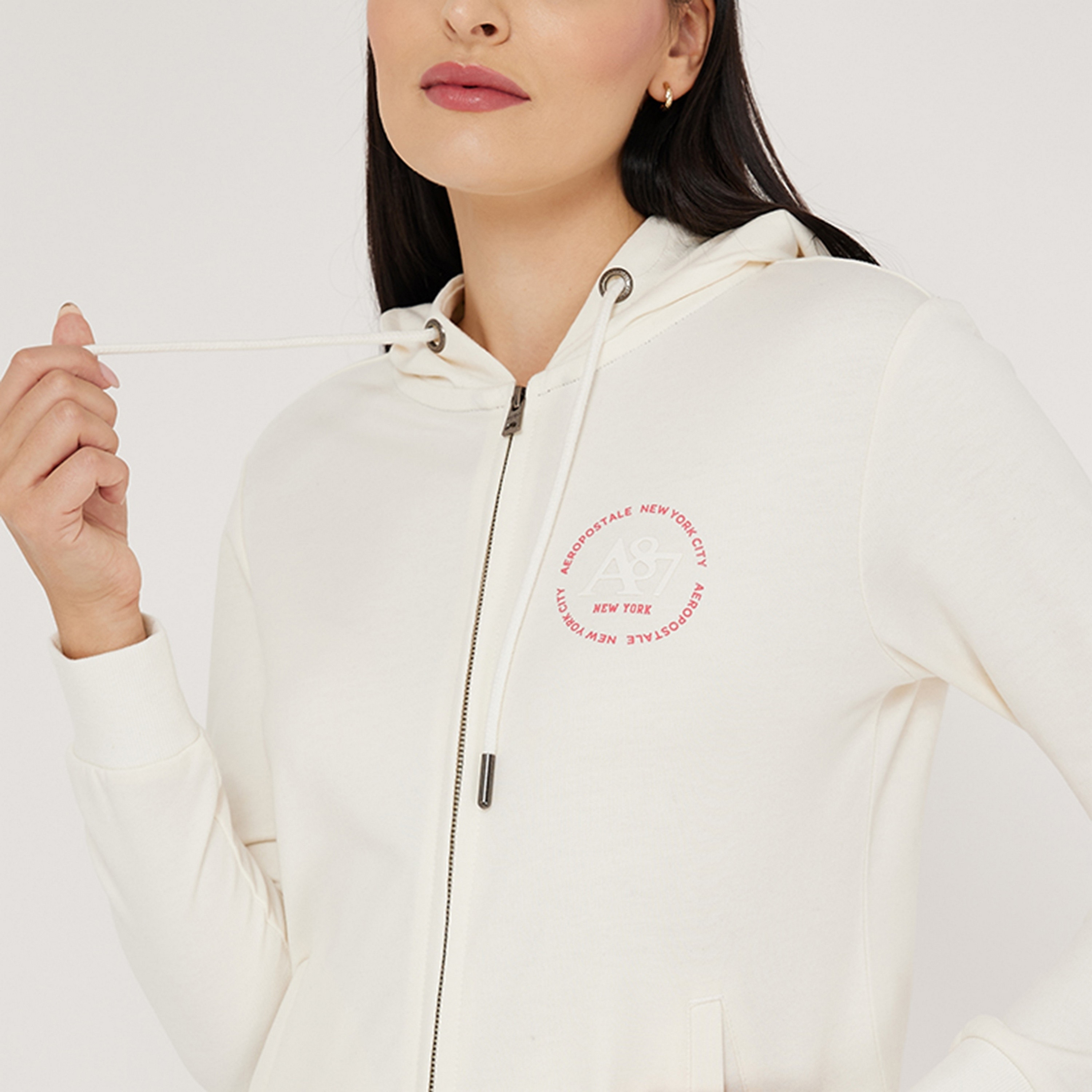 بلوزة نسائية بغطاء للرأس وأكمام طويلة وسحّاب وطبعة نصية من أيروبوستال-women-clothing-hoodiesandsweatshirts-hoodies-image-3
