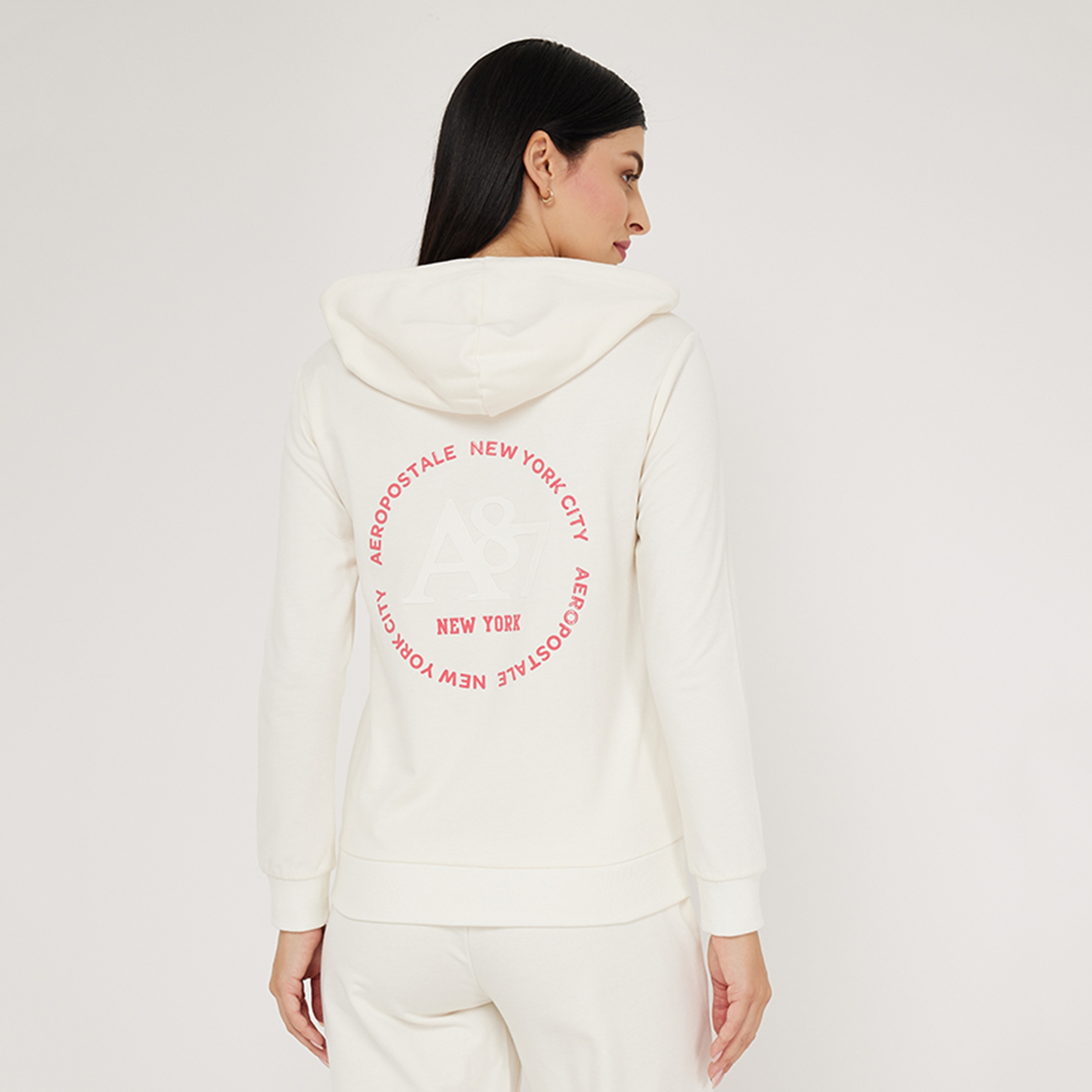 بلوزة نسائية بغطاء للرأس وأكمام طويلة وسحّاب وطبعة نصية من أيروبوستال-women-clothing-hoodiesandsweatshirts-hoodies-image-4