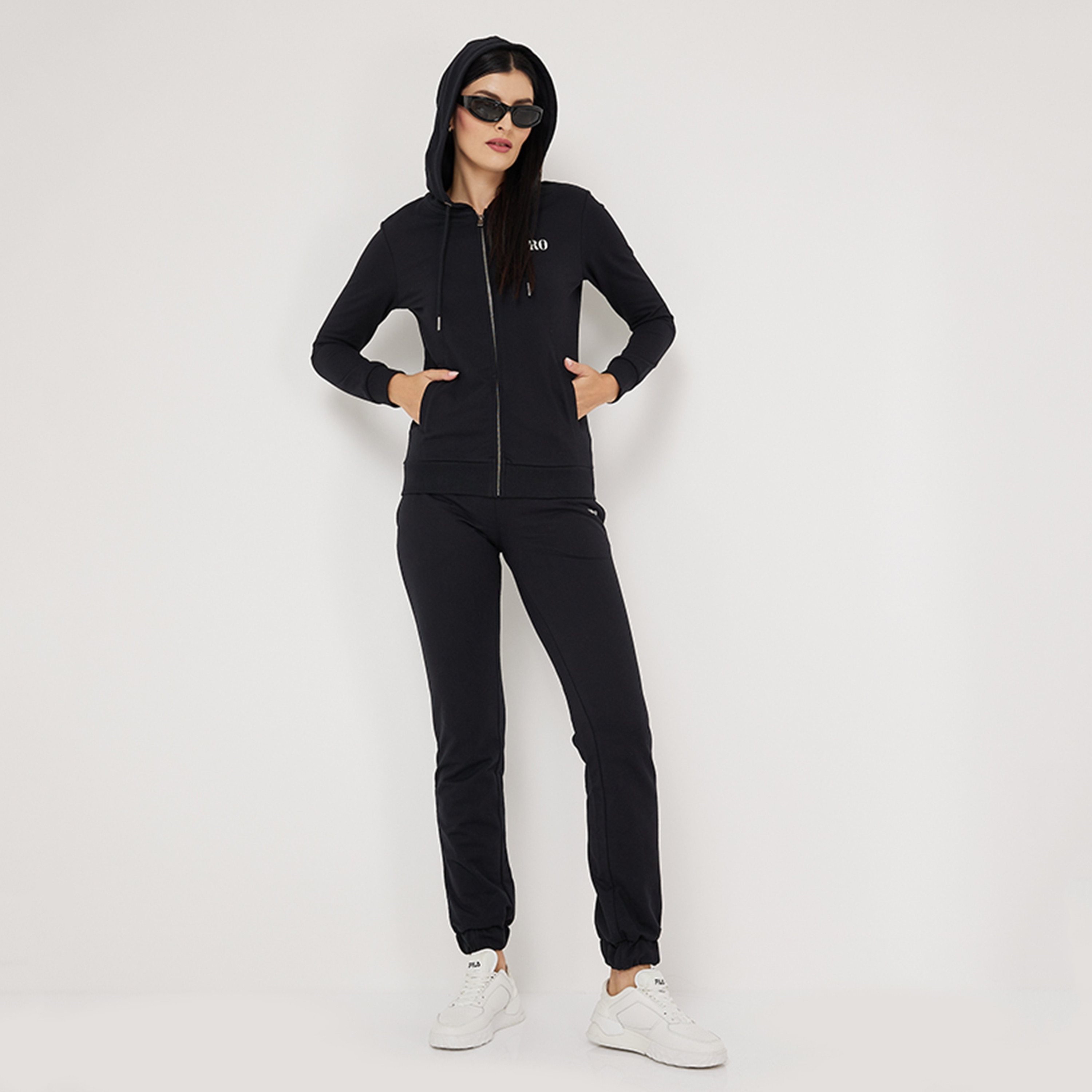 هودي نسائي بغطاء للرأس وأكمام طويلة وسحاب مطبوع عليه شعار من أيروبوستال-women-clothing-hoodiesandsweatshirts-hoodies-image-2