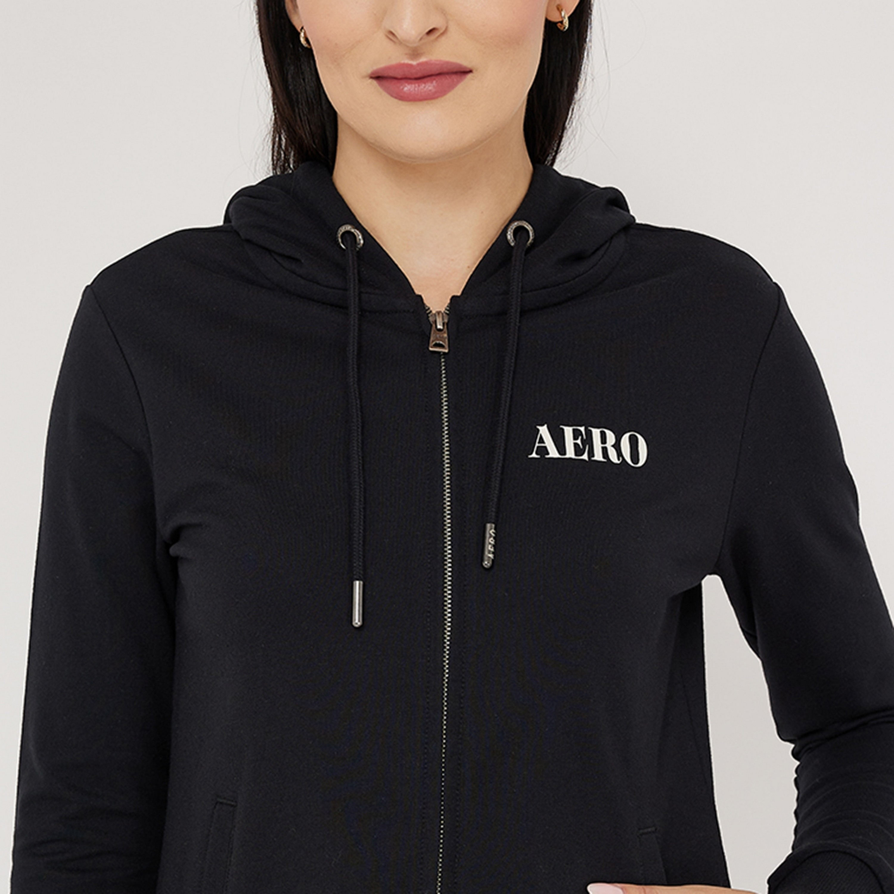 هودي نسائي بغطاء للرأس وأكمام طويلة وسحاب مطبوع عليه شعار من أيروبوستال-women-clothing-hoodiesandsweatshirts-hoodies-image-3