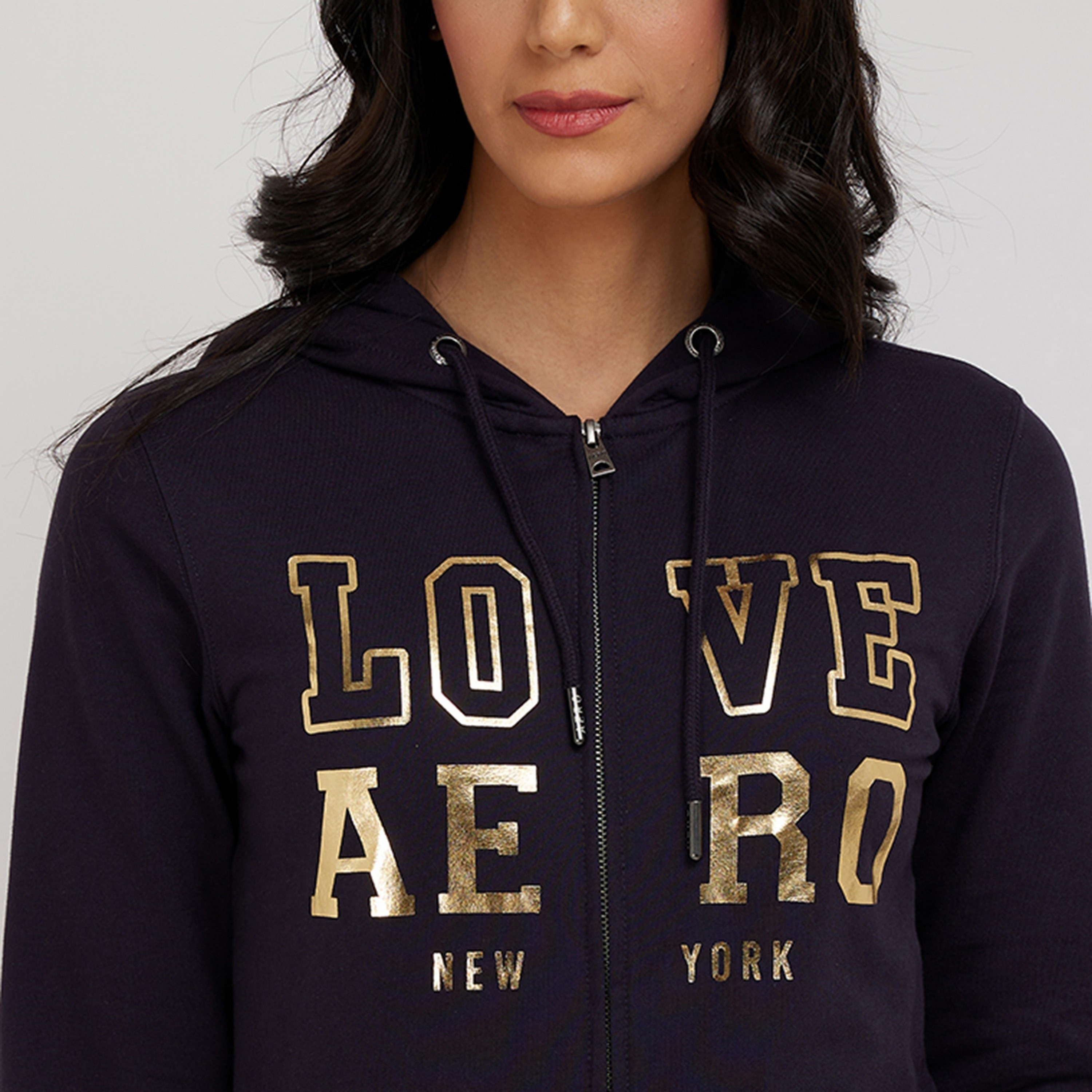بلوزة نسائية بغطاء للرأس وأكمام طويلة وسحّاب وطبعة نصية من أيروبوستال-women-clothing-hoodiesandsweatshirts-hoodies-image-3