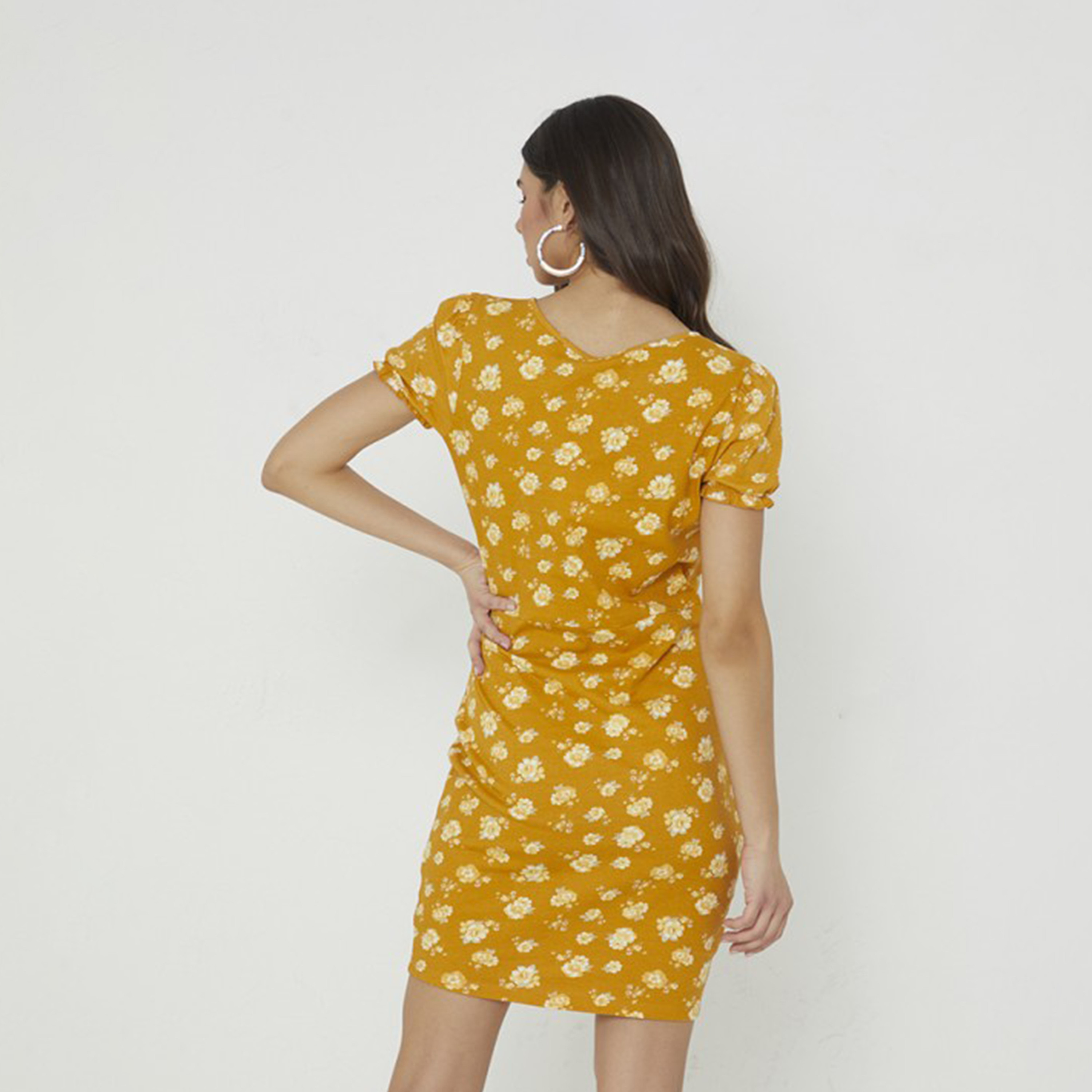 أيروبوستال- فستان قصير ضيق بياقة مربعة وأكمام قصيرة للنساء-women-clothing-dresses-image-6