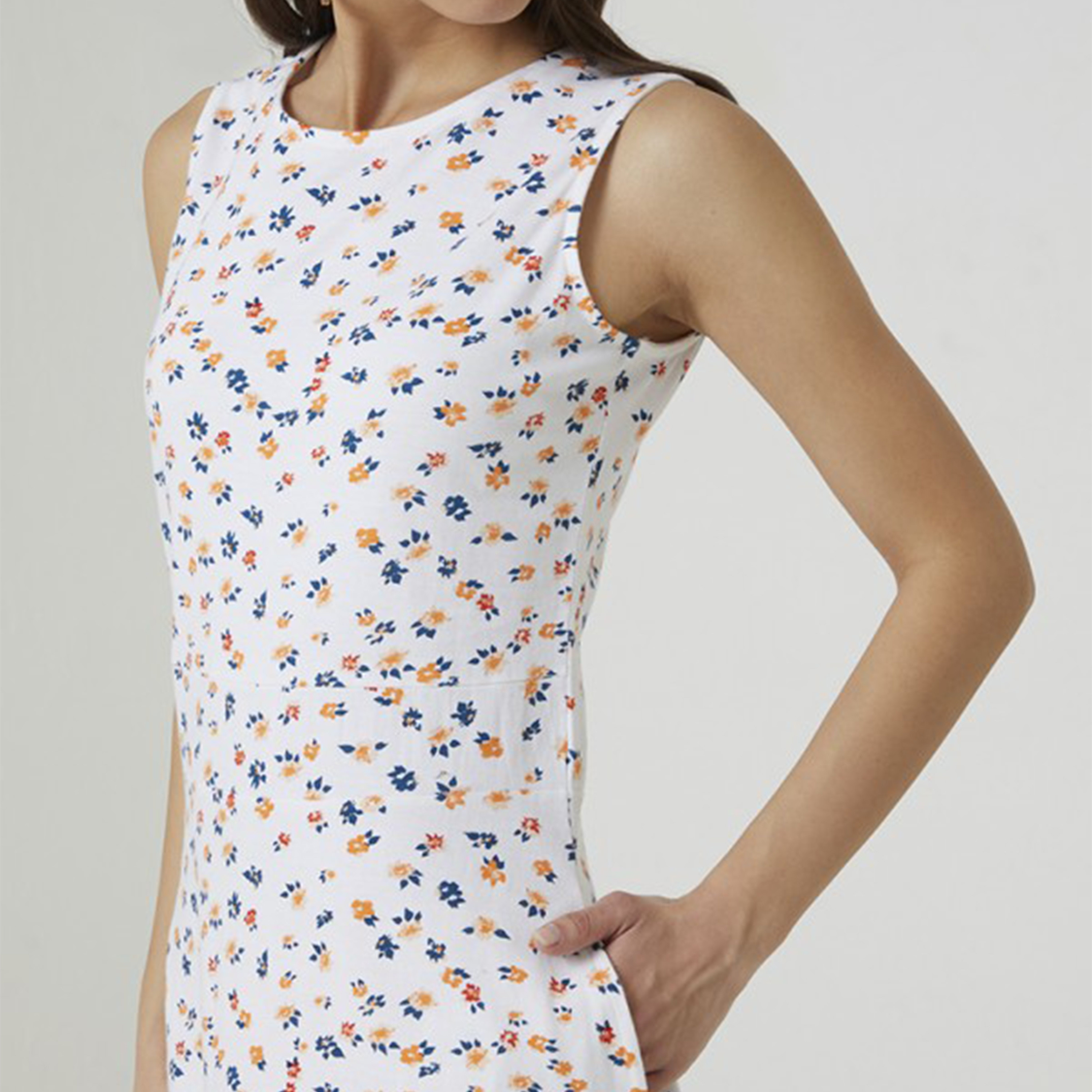 أيروبوستال- فستان نسائي متوسط ​​الطول مطبوع برقبة دائرية وبدون أكمام-women-clothing-dresses-image-3