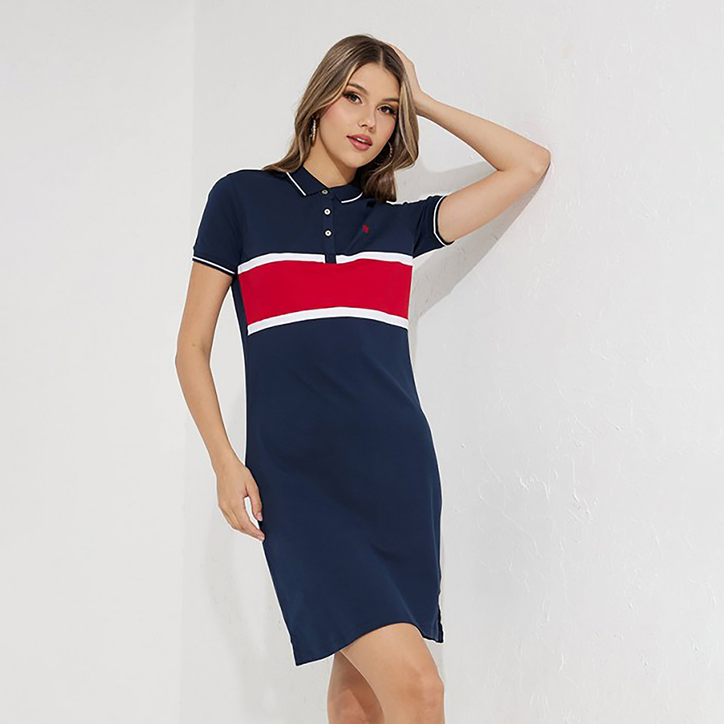 Aeropostale Colour Blocked Polo Collar Mini T-Shirt Dress-women-clothing-dresses-image-1