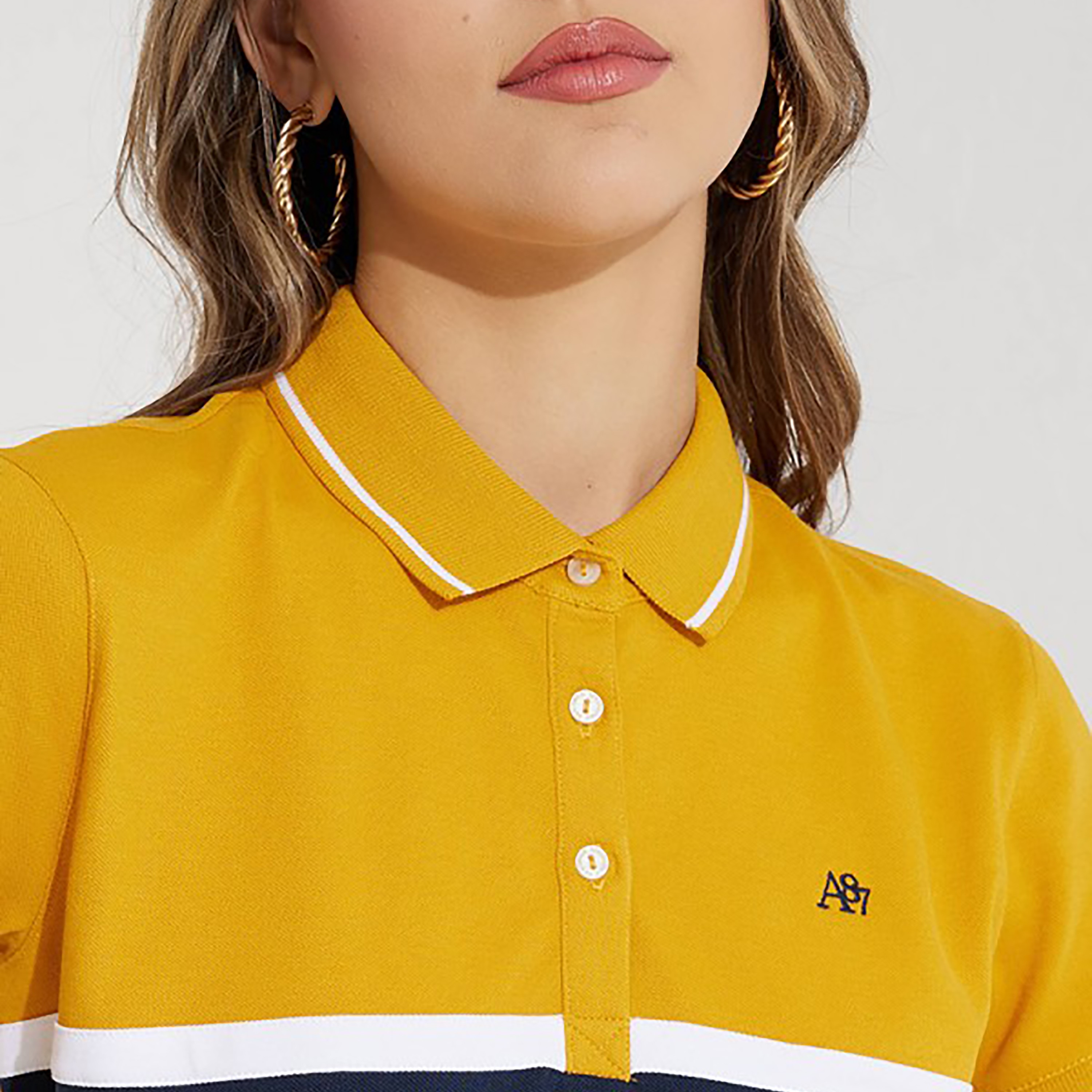 فستان ميني تي شيرت بياقة ذو بولو مع كولور بلوكد من إيروبوستال-women-clothing-dresses-image-7