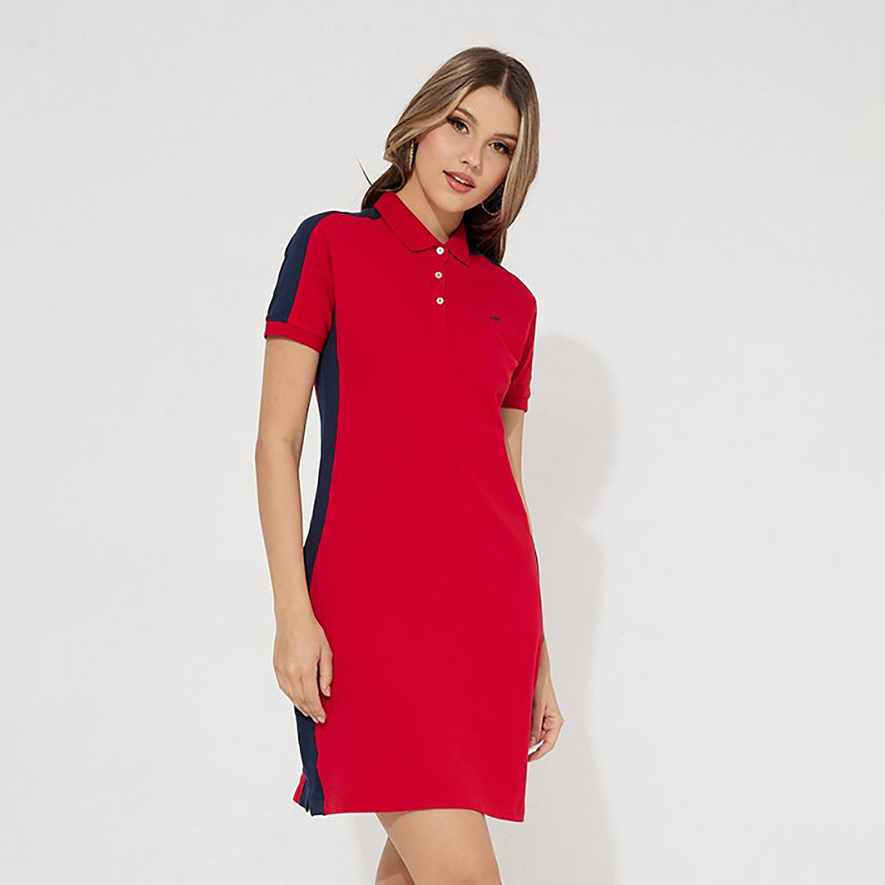 فستان ميني تي شيرت بياقة ذو بولو سادة من إيروبوستال-women-clothing-dresses-image-1