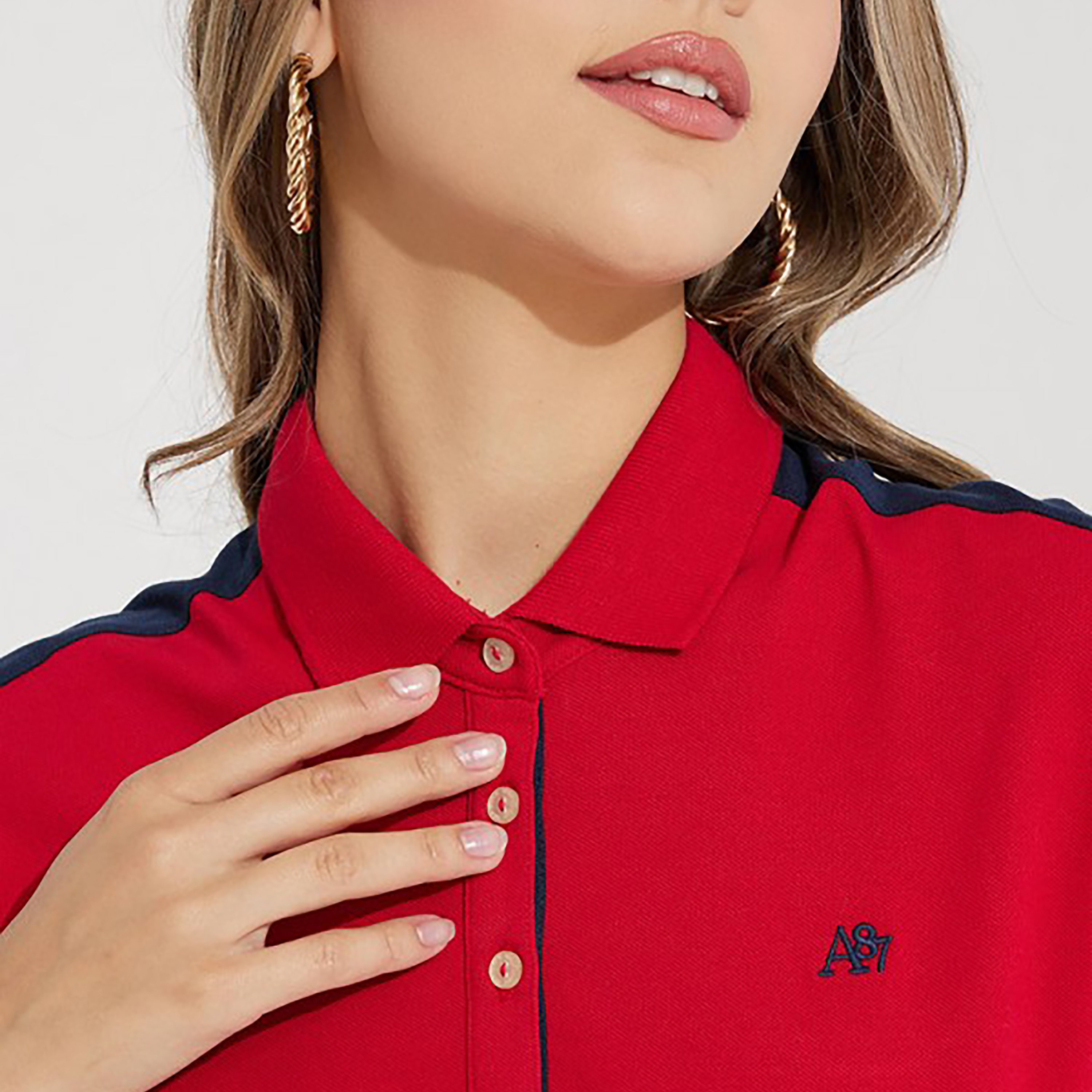 فستان ميني تي شيرت بياقة ذو بولو سادة من إيروبوستال-women-clothing-dresses-image-3