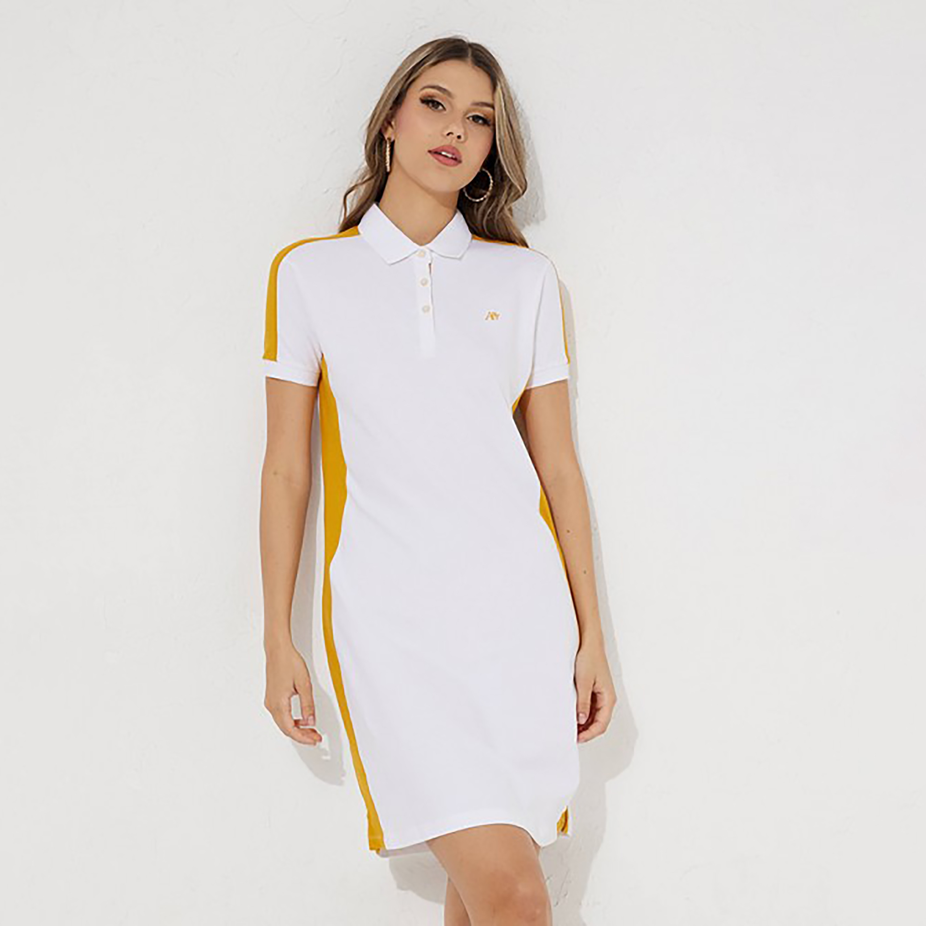 فستان ميني تي شيرت بياقة ذو بولو سادة من إيروبوستال-women-clothing-dresses-image-5